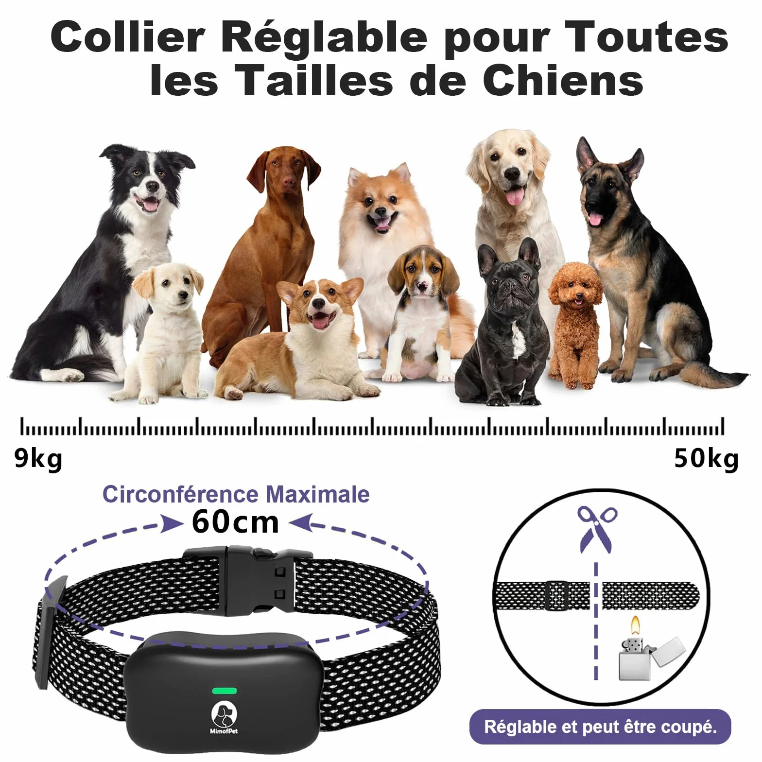 Clôture Électronique pour Chien 8M-1050M Ajustable avec Télécommande de Dressage Résistant à l'Eau Collier