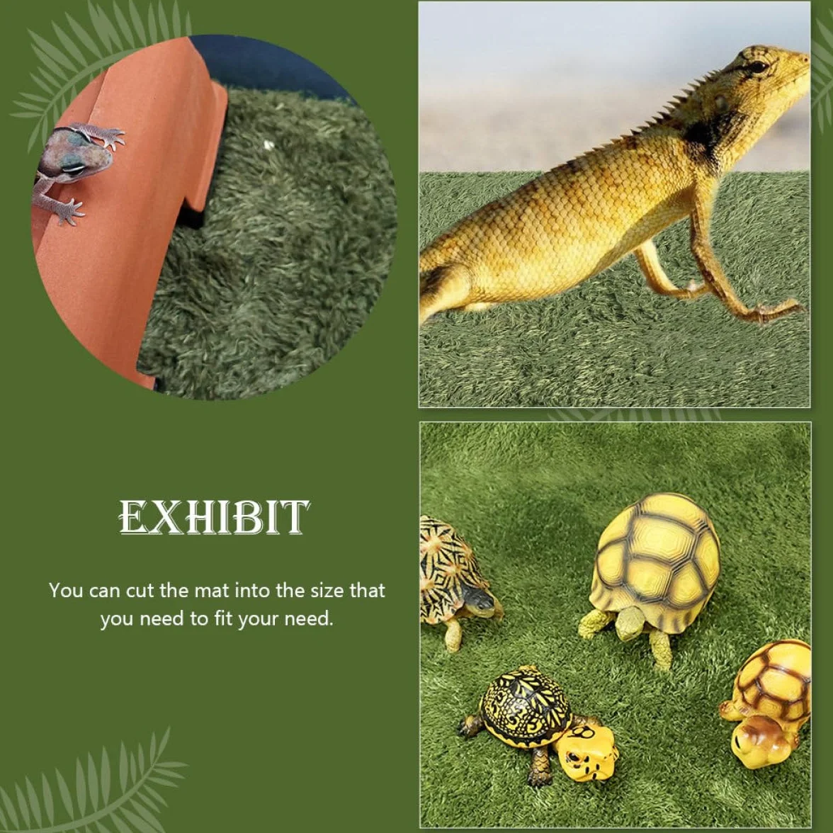 Tapis Gazon Artificiel Décoratif en Coton Respirant et et Super Confortable pour Reptiles et Tortues pour Terrarium Habitat Humide