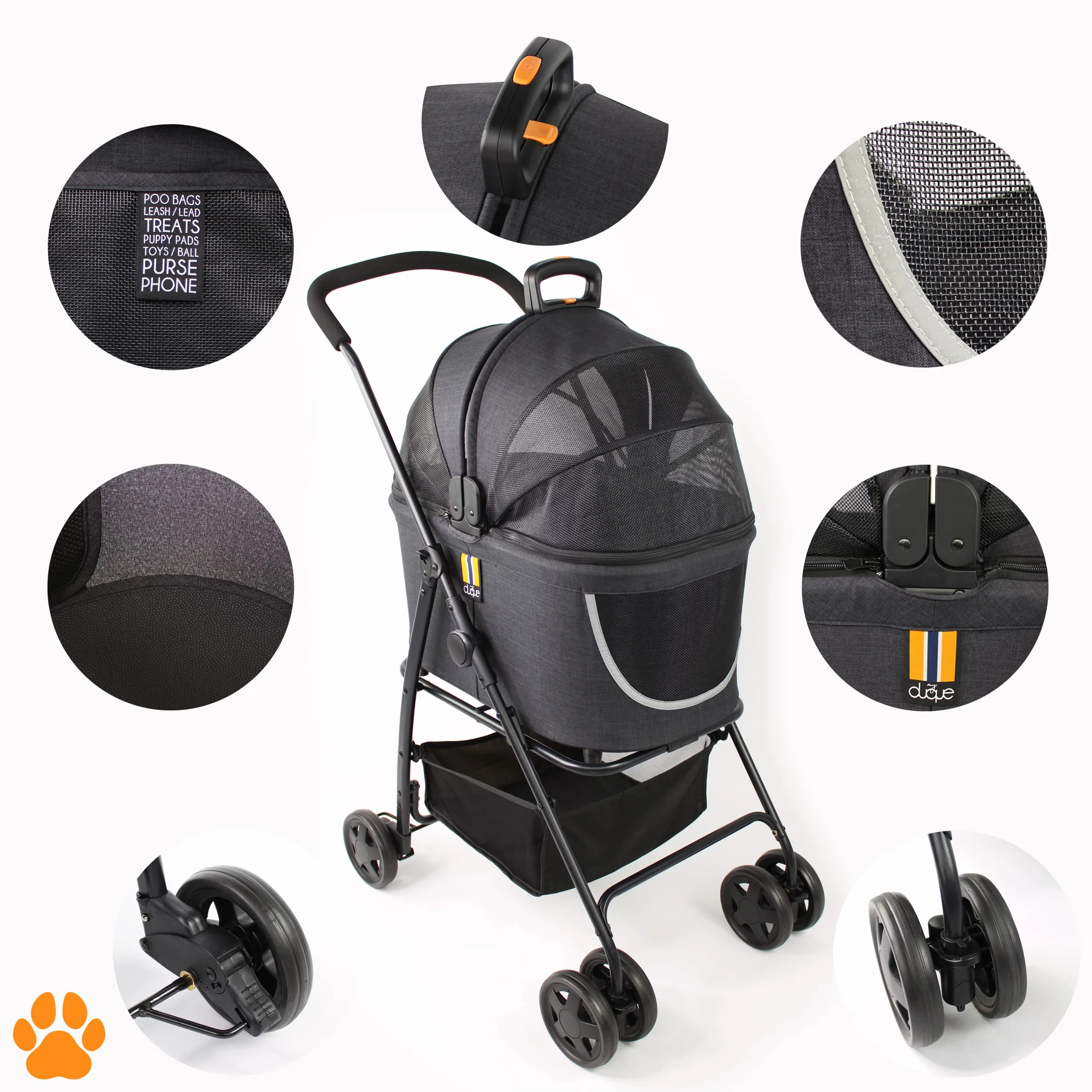 Coco 2IN1 - Poussette 2 en 1 pour Animaux de Compagnie | 15 kg | Poussette Chien avec Panier pour Courses ou Accessoires | Pliable sur Roulettes Flexibles et Maniables pour un Confort Optimal