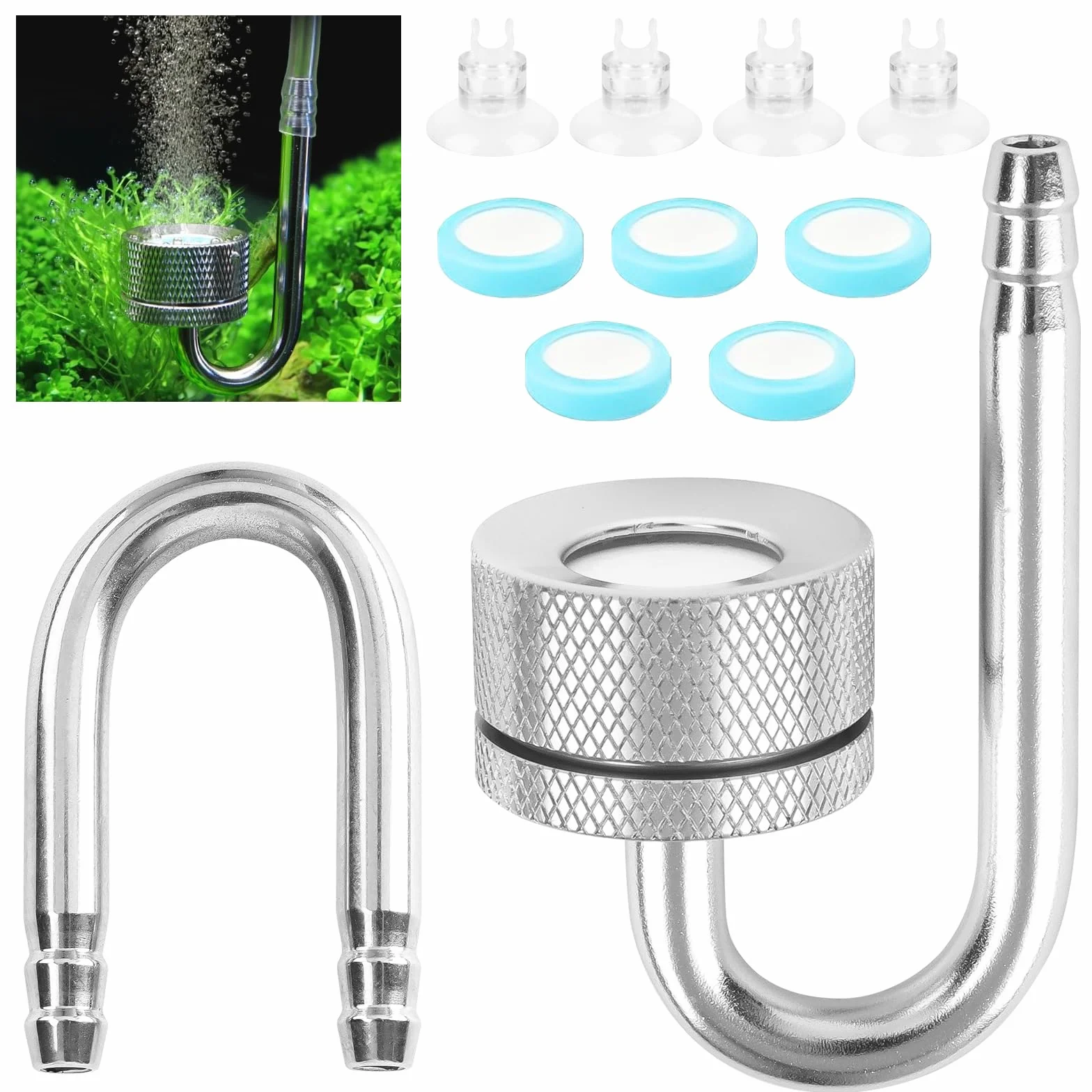 Diffuseur de CO2 pour aquarium avec ventouses et U-Pipe