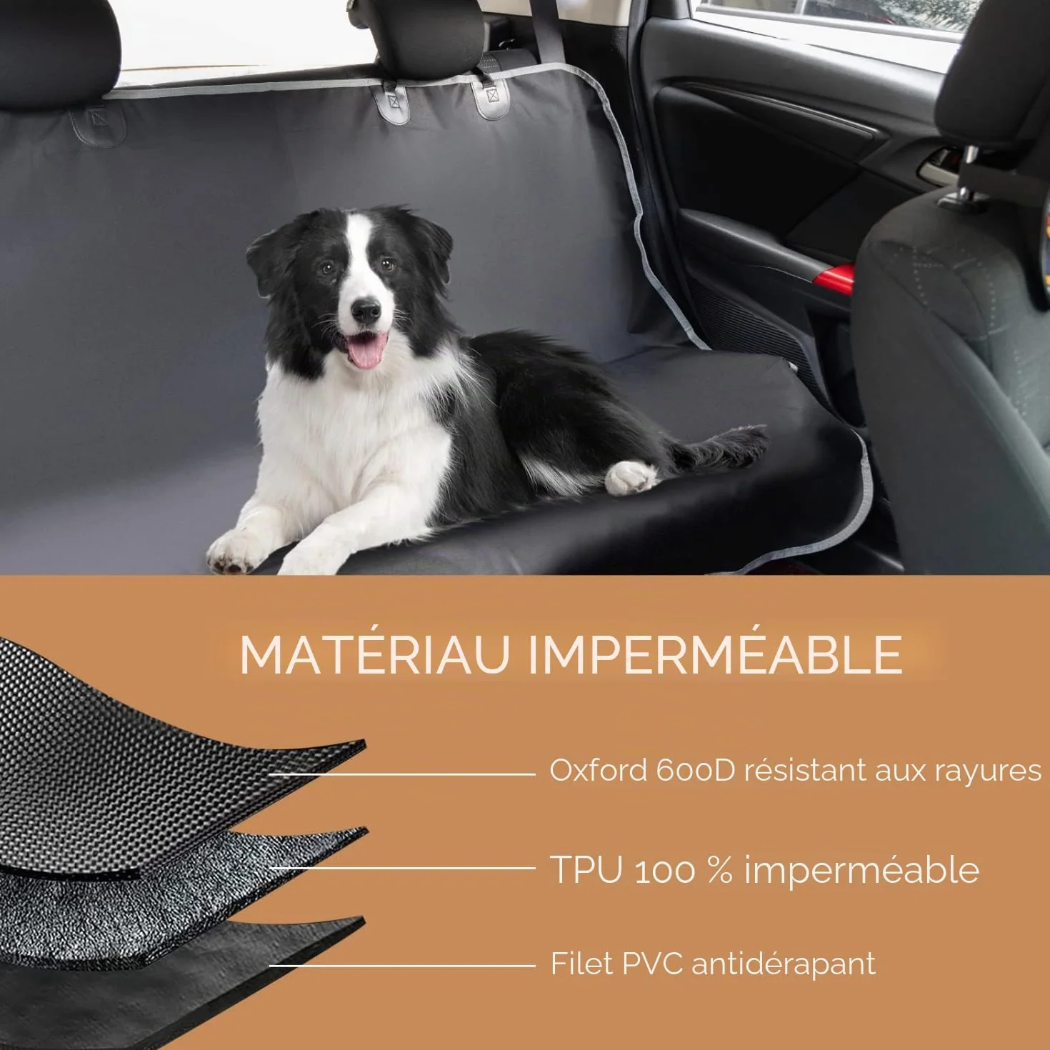 Nobleza Housses de sièges pour Chiens pour véhicules, Housses de siège de Voiture arrière en Tissu Oxford imperméable résistant aux rayures antidérapantes