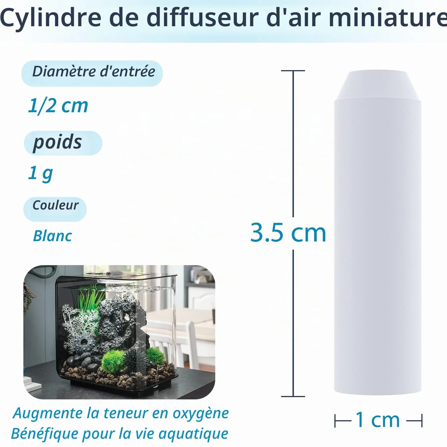 Pawfly Cylindres de Pierre à air pour Aquarium, 5 Pièces Mini Bubbler Blanc de Remplacement pour Tube spécifique Classic Flow Halo et Life Fish Tanks Diffuseur de Bulles pour Nano Air Pumps