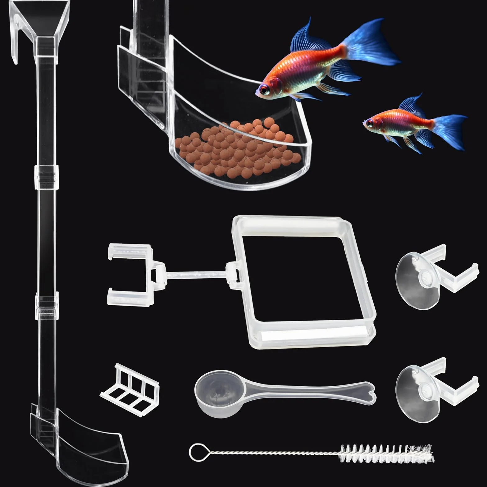 Tube d'alimentation Assemblé pour Crevettes, Aquarium, Kit avec Plat Transparent