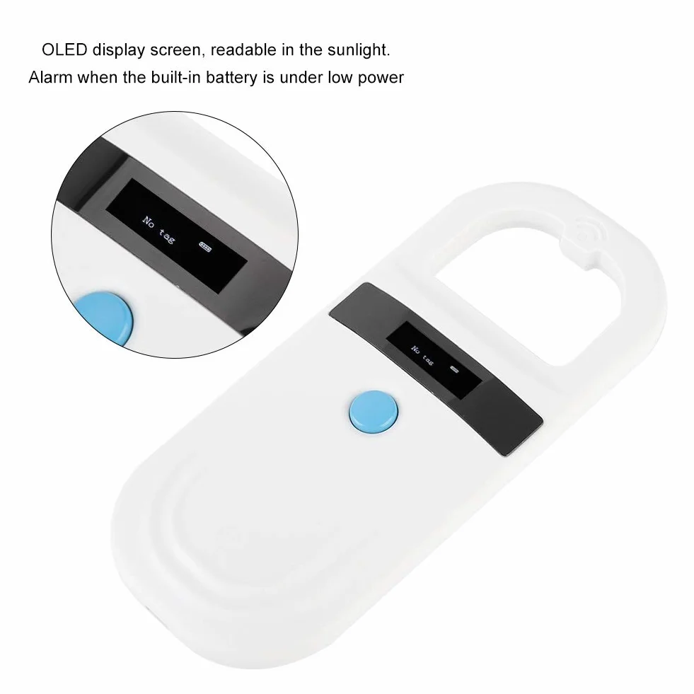 Lecteur Animal Universel Tenu dans la Main de Lecteur de micropuce RFID de Scanner de micropuce d'animal familier de Lecteur Portable de Puce de 134.2KHz pour l'ISO 11784/11785, FDX-B et ID64 RFID