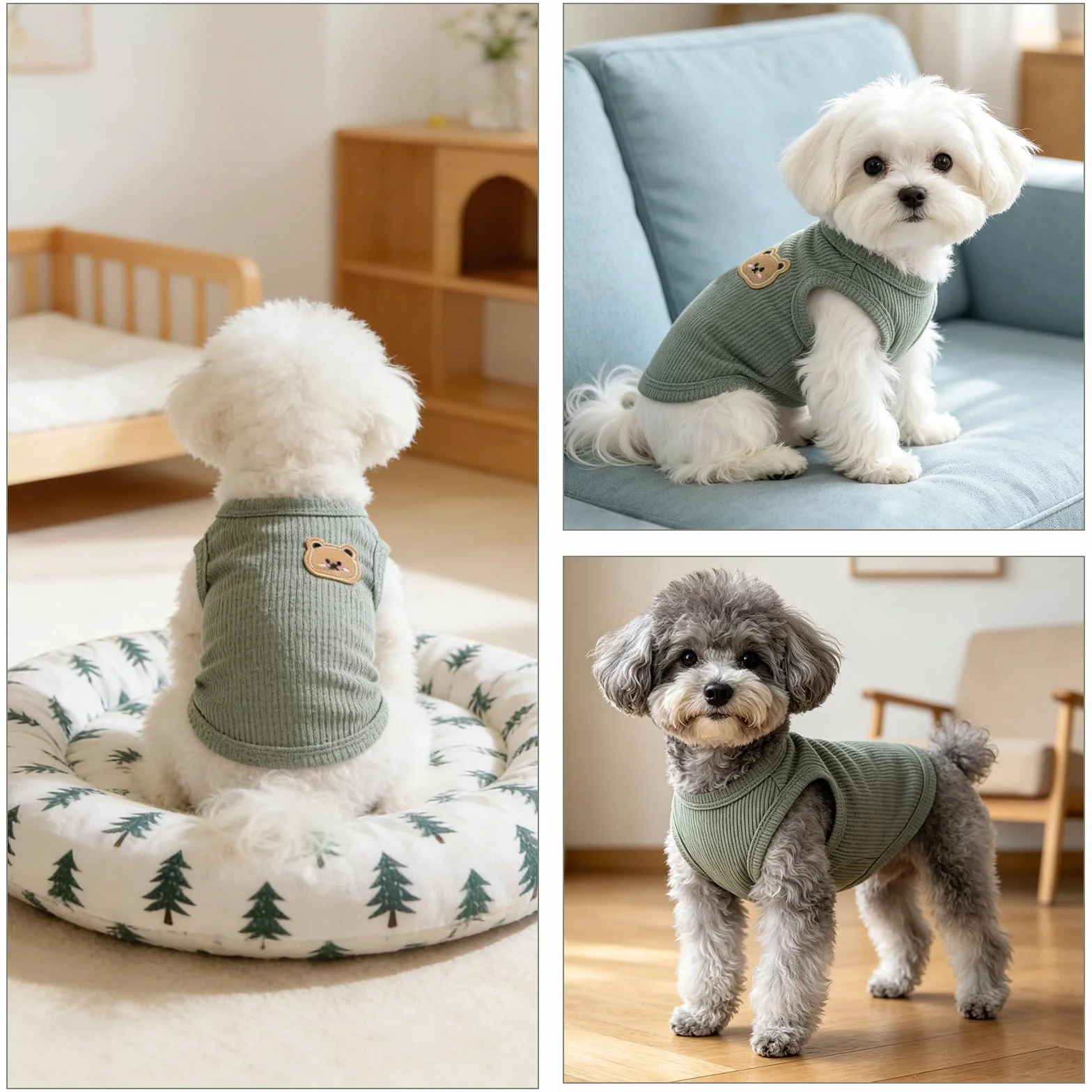 Body Chien Post Operatoire Respirant D'Été sans Manches pour Petits Chiens et Chats, Vert (M)