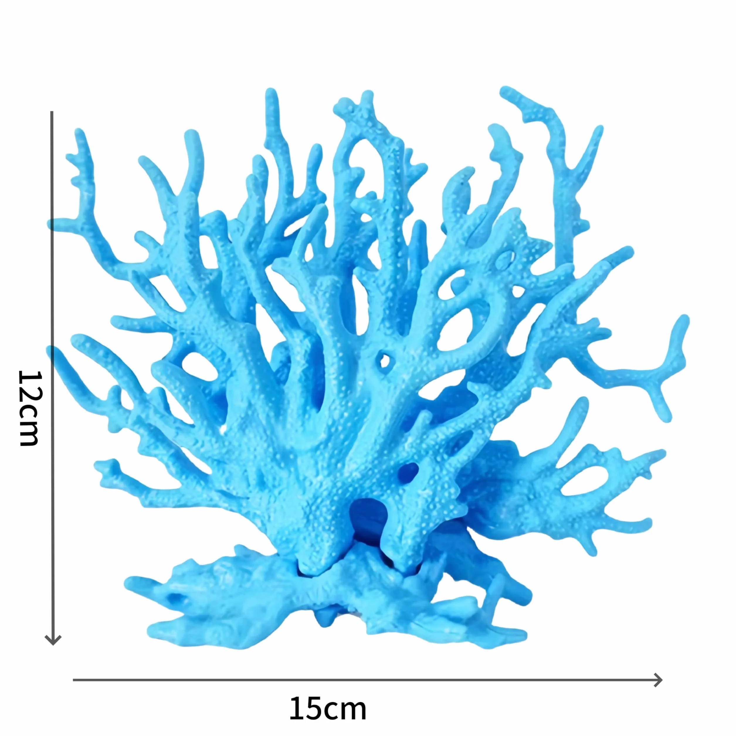 Décoration d'Aquarium en Bois Faux Corail, Crevettes et Plante Réelle pour Aquariums Petits à Moyens (Bleu)