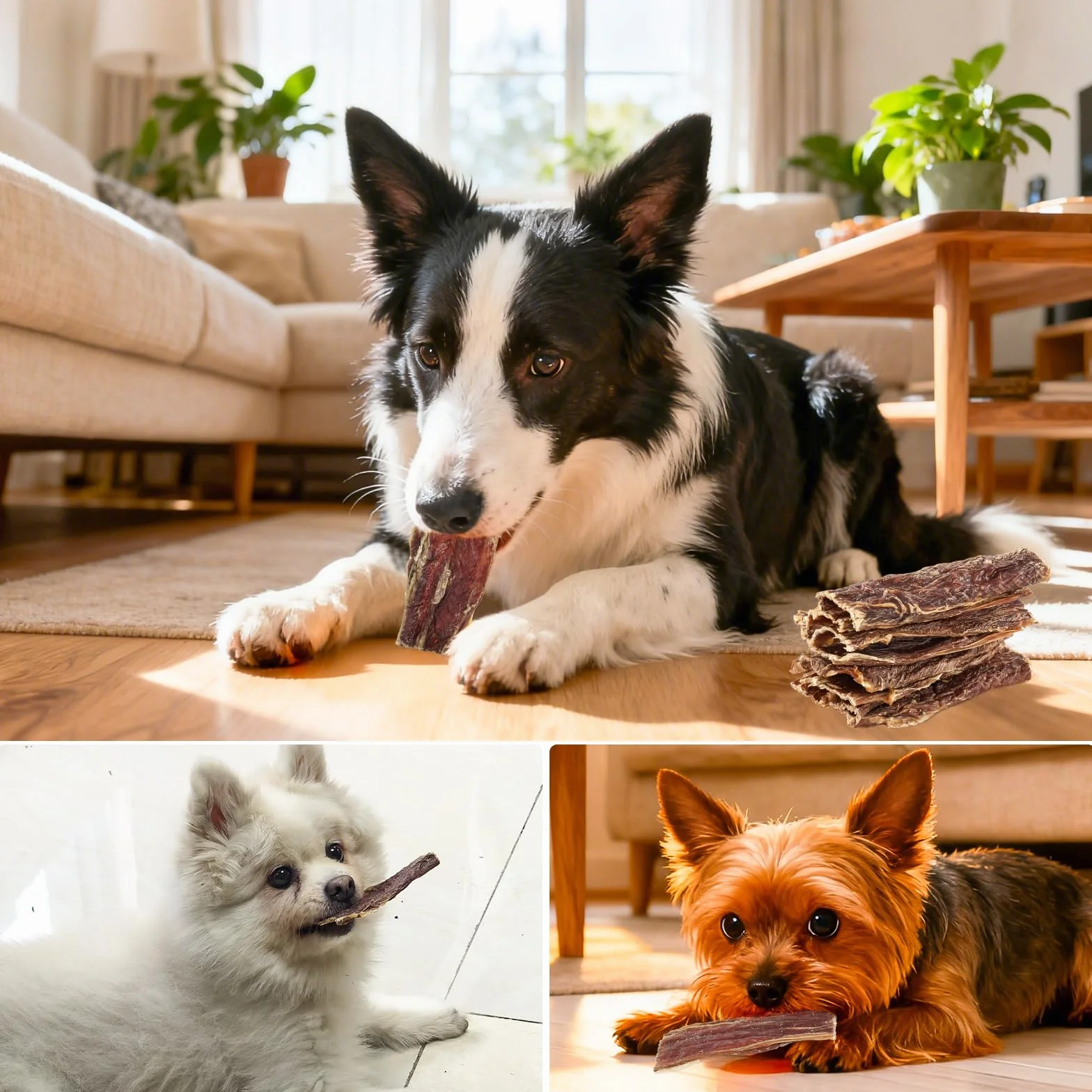 Friandises pour Chiens à Base d'Œsophage de Bœuf, Naturelles, Riches en Protéines, 80G