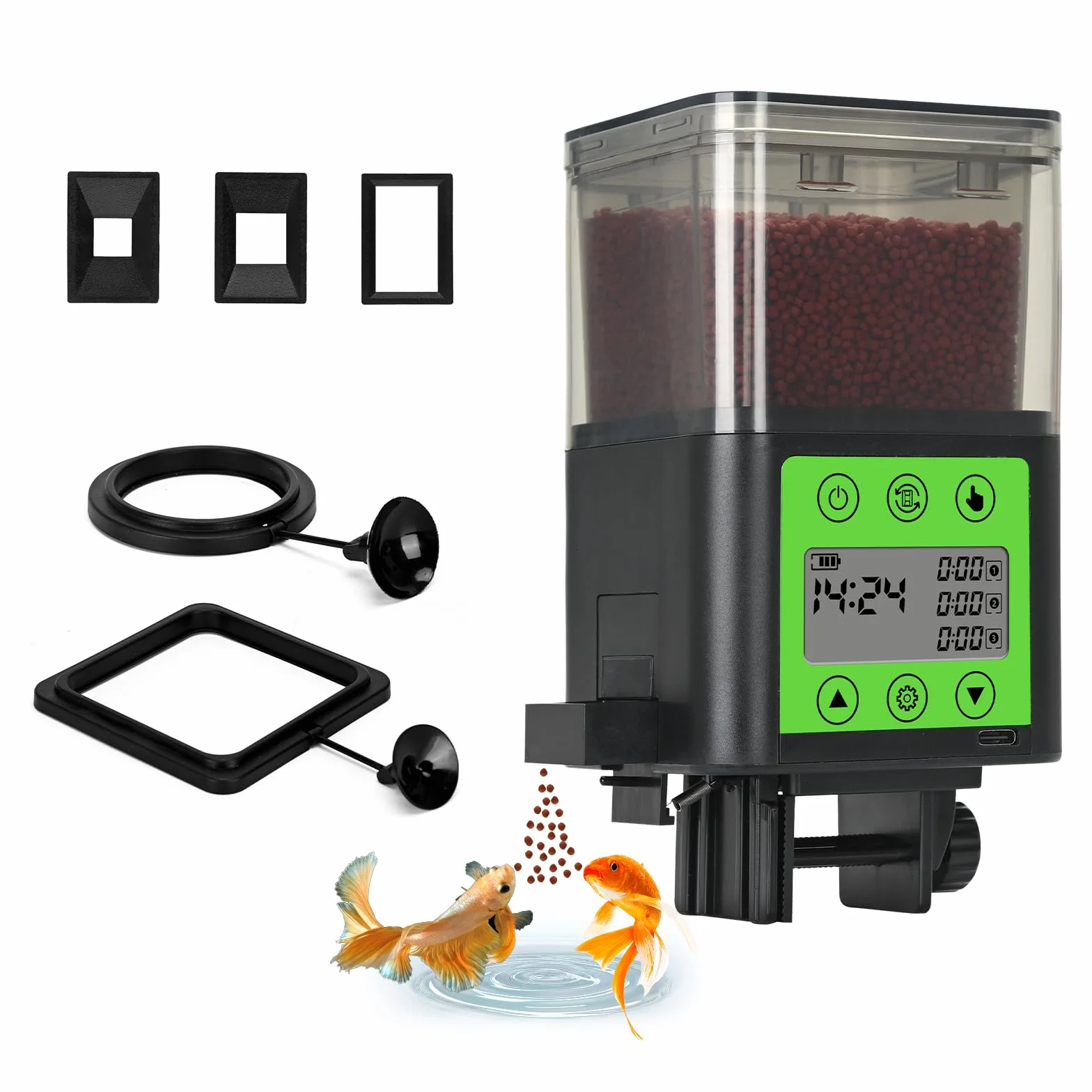 Distributeur automatique de nourriture pour poissons rechargeable USB 320 ml écran LCD résistant à l'humidité