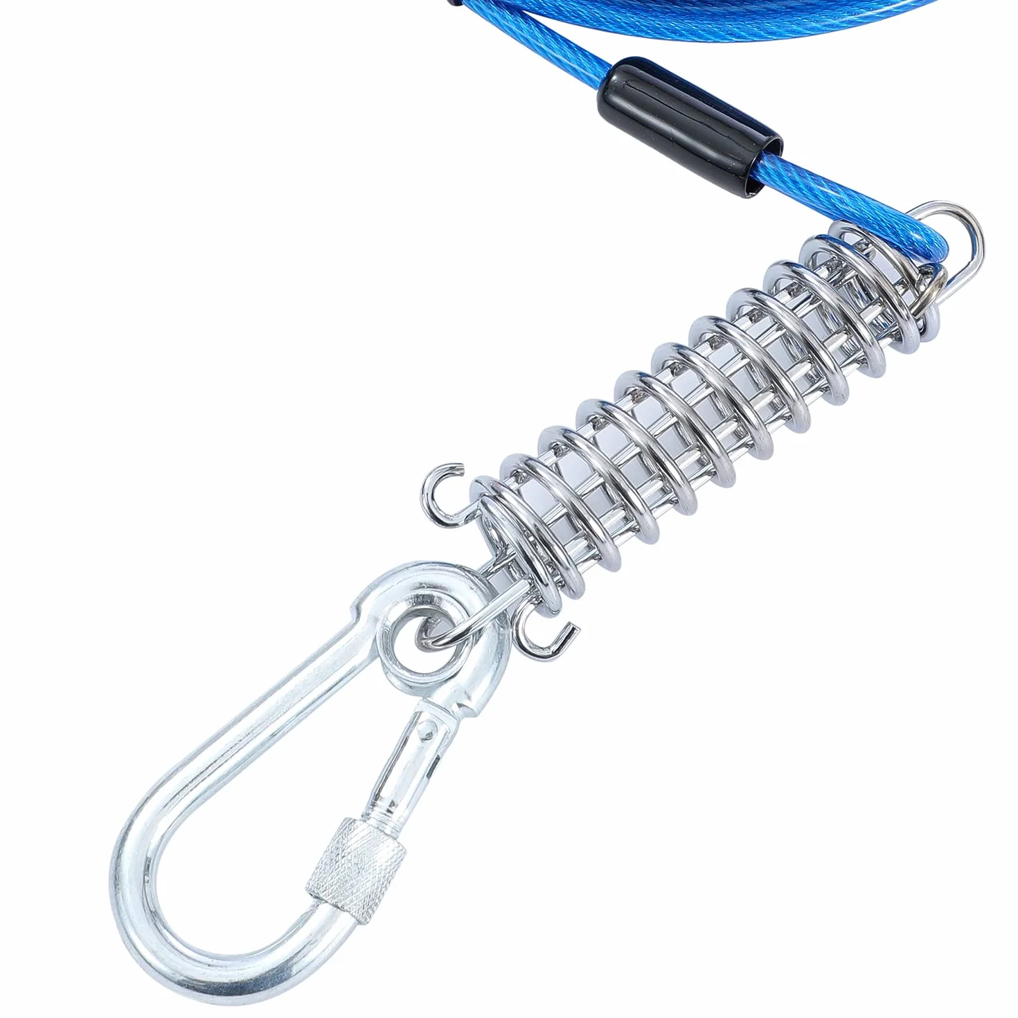 TOPWAY Câble d'attache pour Chien 10m et Piquet en Spirale de 42cm, Chien Cravate Câble pour Le Camping en Plein Air, Bleu + Rouge