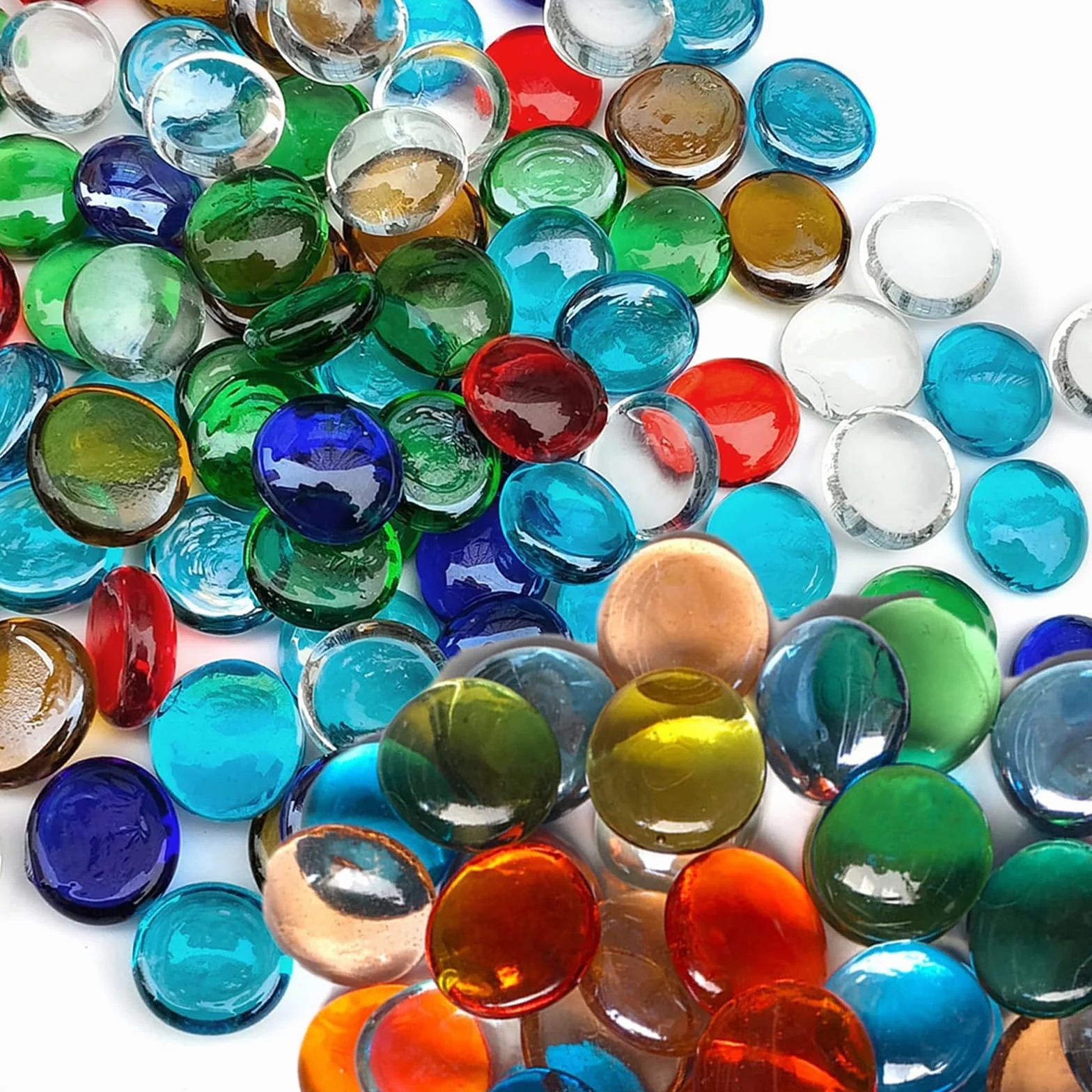 Galets en verre 340 g Petites billes plates pour aquariums
