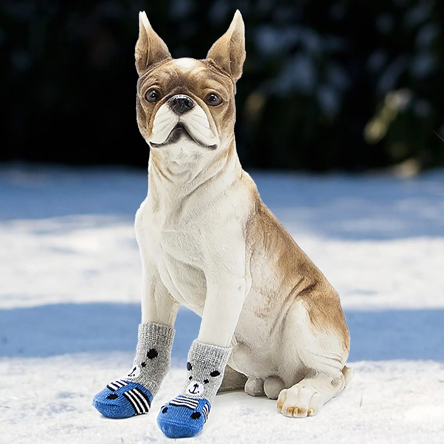 PETLOFT Chaussettes antidérapantes 4 pièces pour Chiens Grands et Petits Gris M
