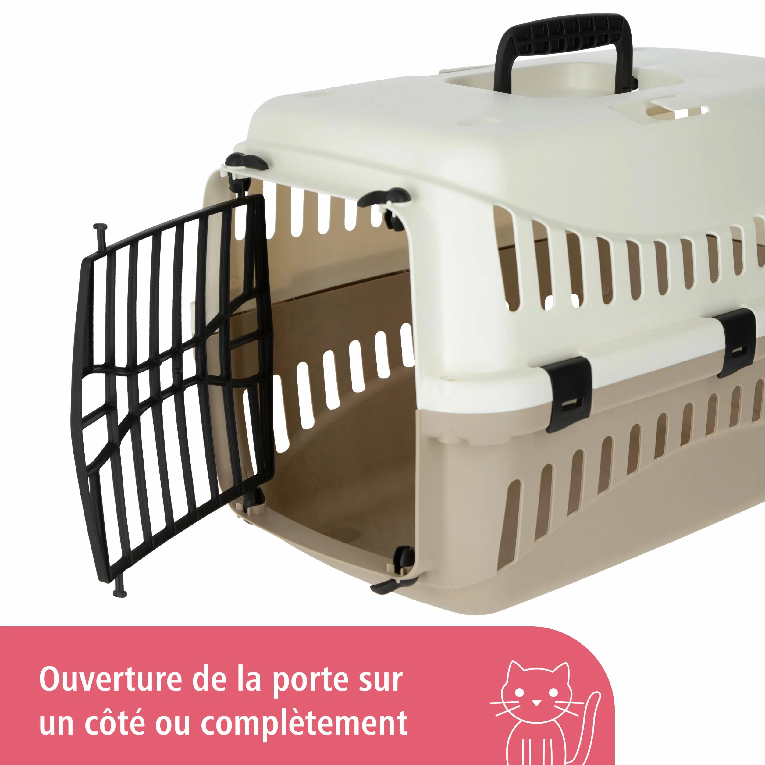 Kerbl Cage de Transport pour Chien et Chat 45 x 30 x 30 cm Plastique crème/Taupe