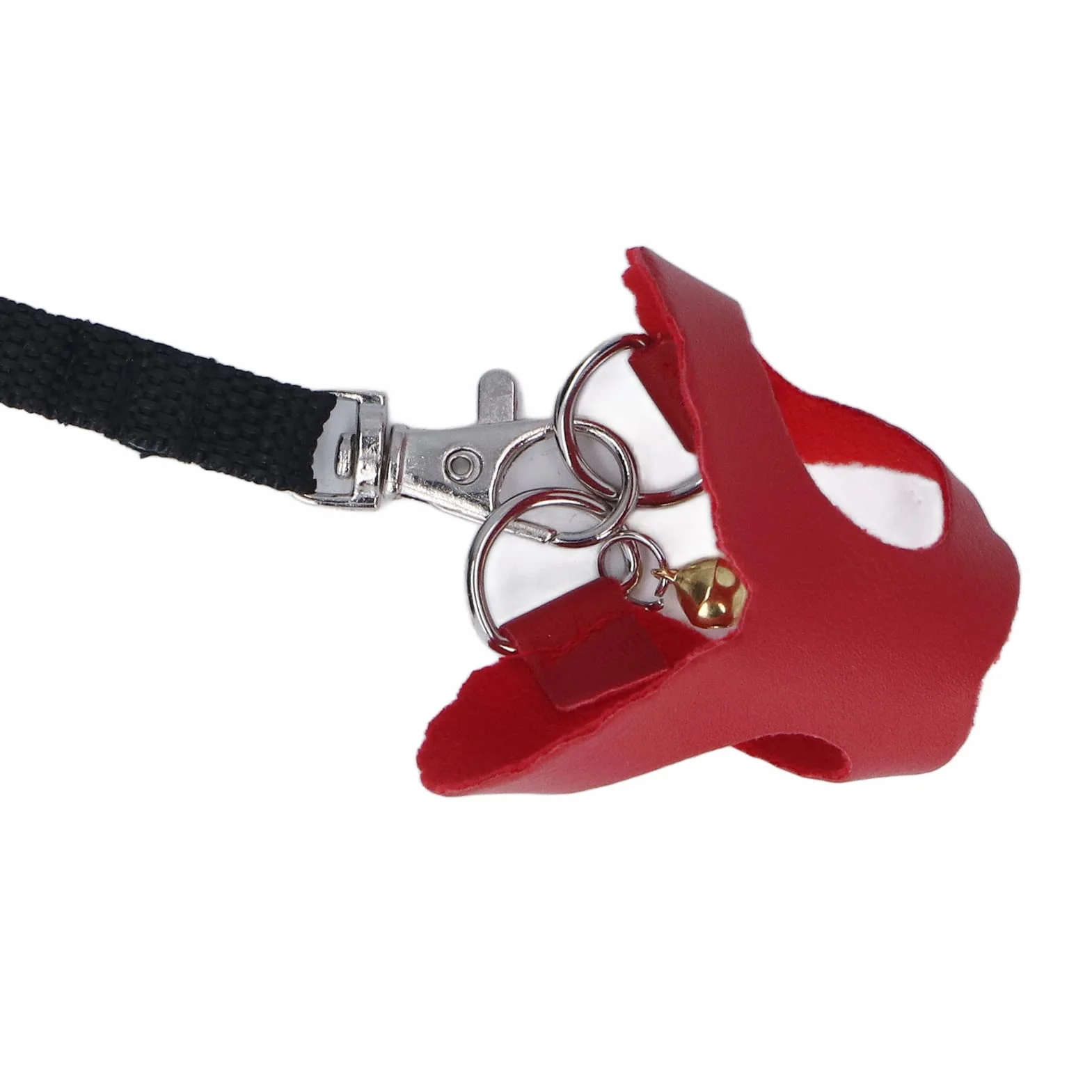 Harnais pour Hamster en Simili Cuir Souple avec Cloches, Gilet et Laisse pour Marche des Rats, 3 Tailles (S, M, L), Rouge