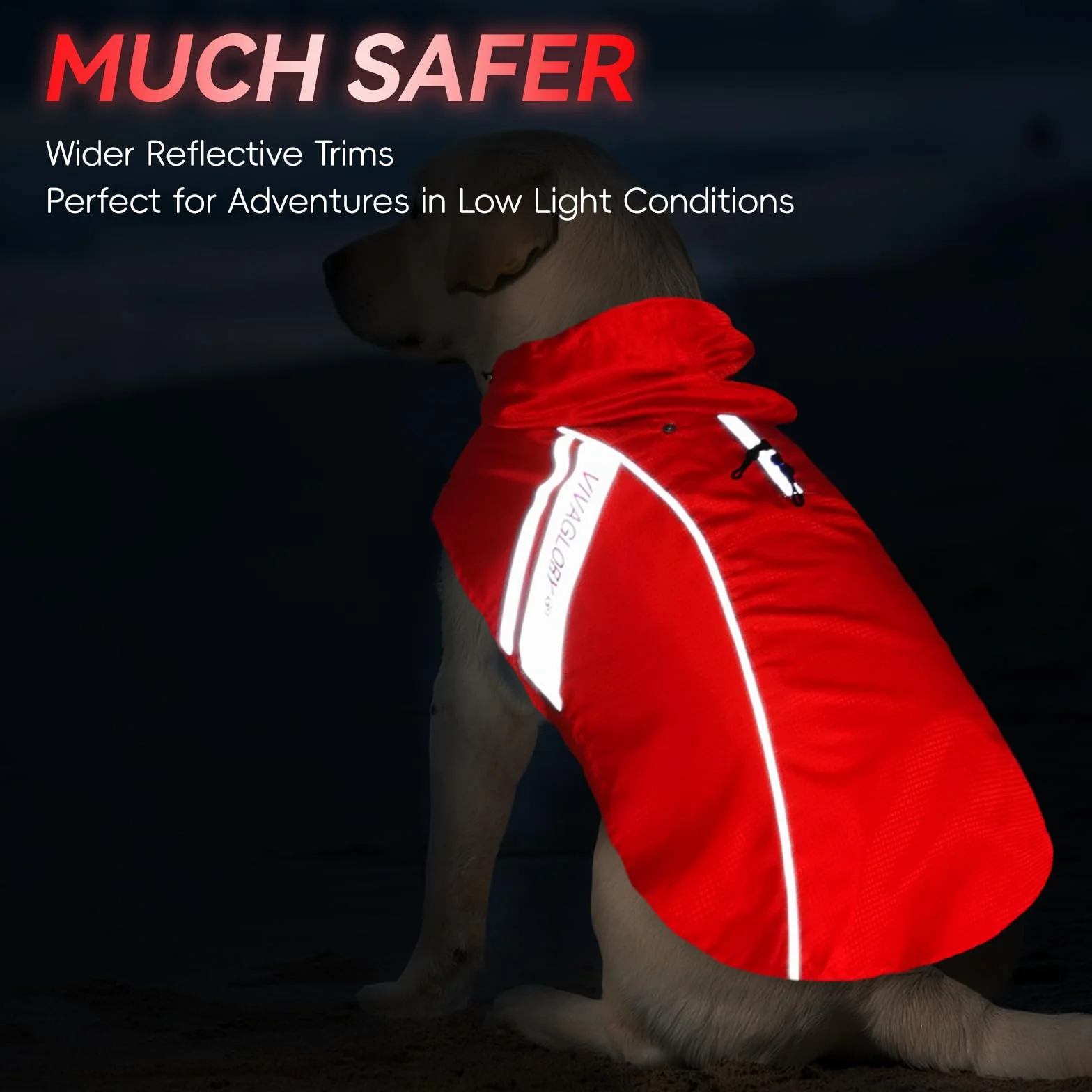 VIVAGLORY Wetoff Manteau de Pluie pour Chien, Veste Imperméable d'Hiver avec Protection Réfléchissante, XS, Rouge
