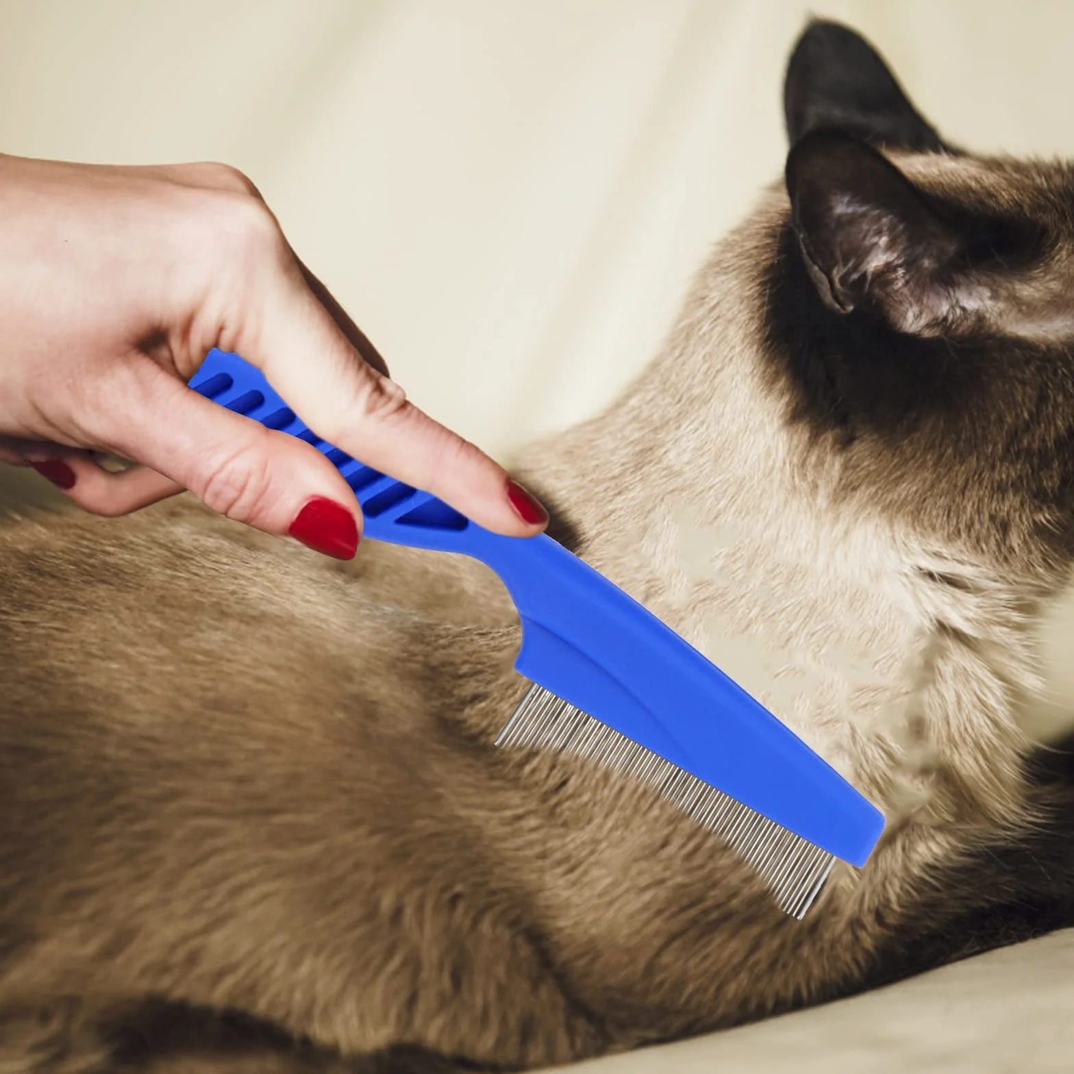 Cobee Peigne anti puces pour chien Peigne de toilettage Outil de retrait dents fines (4 pièces)