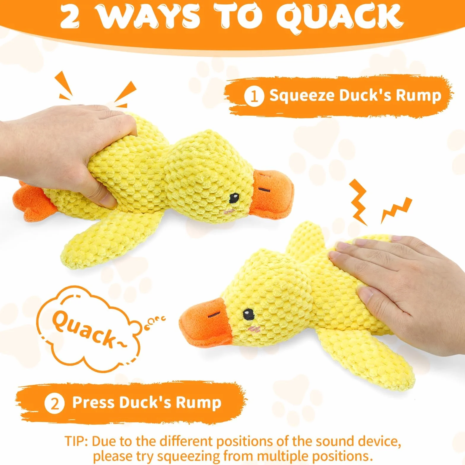 Jouet pour Chien en Peluche Canard Couineur 30 cm Anti-Stress Doux et Résistant