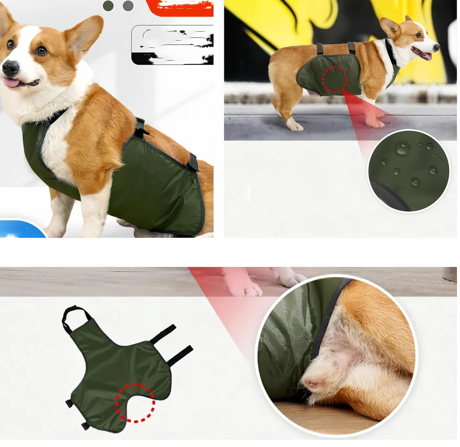 Gilet Rafraîchissant pour Chien, Protection Ventre, Bandeau Transpirable