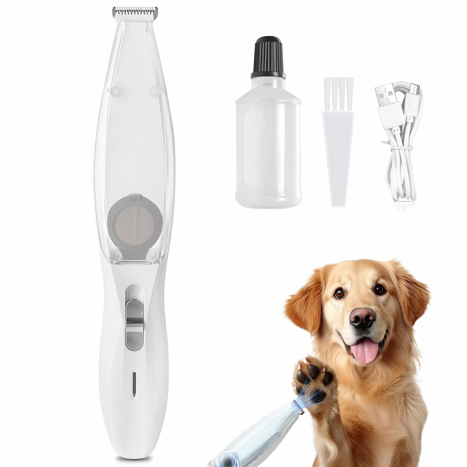 Tondeuse pour pattes de chien avec aspirateur, rechargeable, étanche