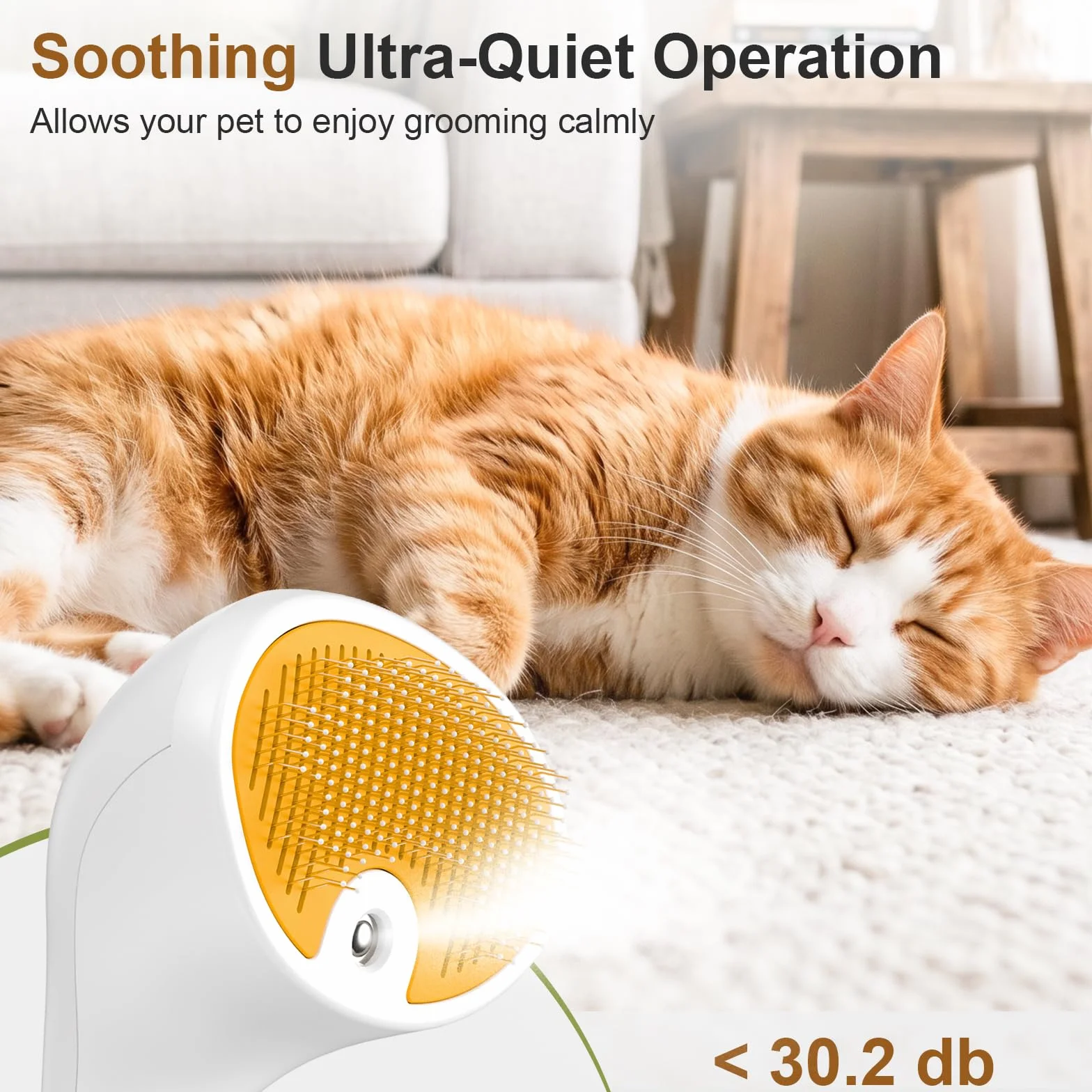 Brosse Vapeur Rechargeable pour Chat et Chien avec Bouton de Déverrouillage, Design Ultra-Silencieux, Poignée Confortable (Jaune)