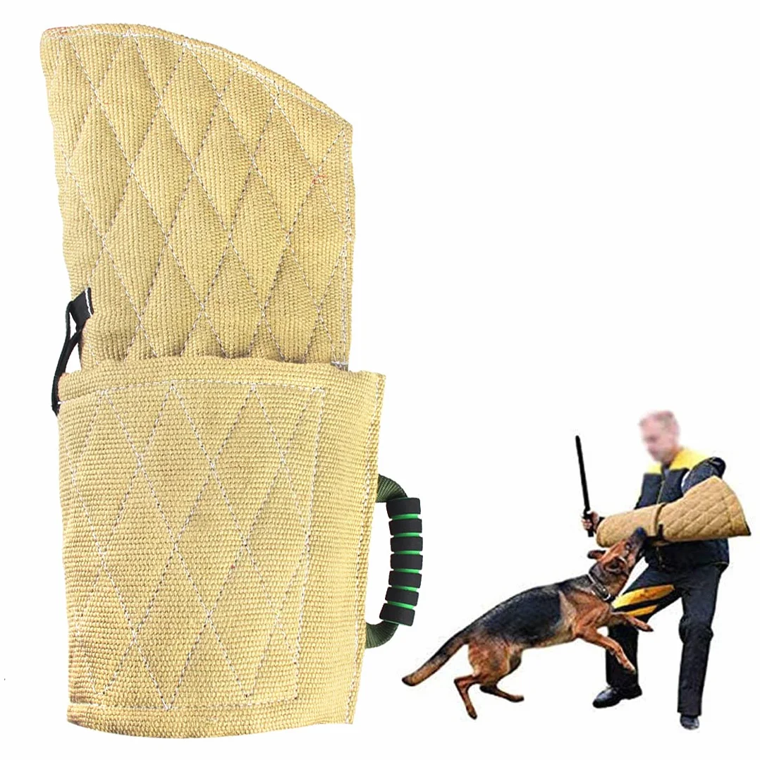 Manchon de protection pour chien en jute avec poignée abricot