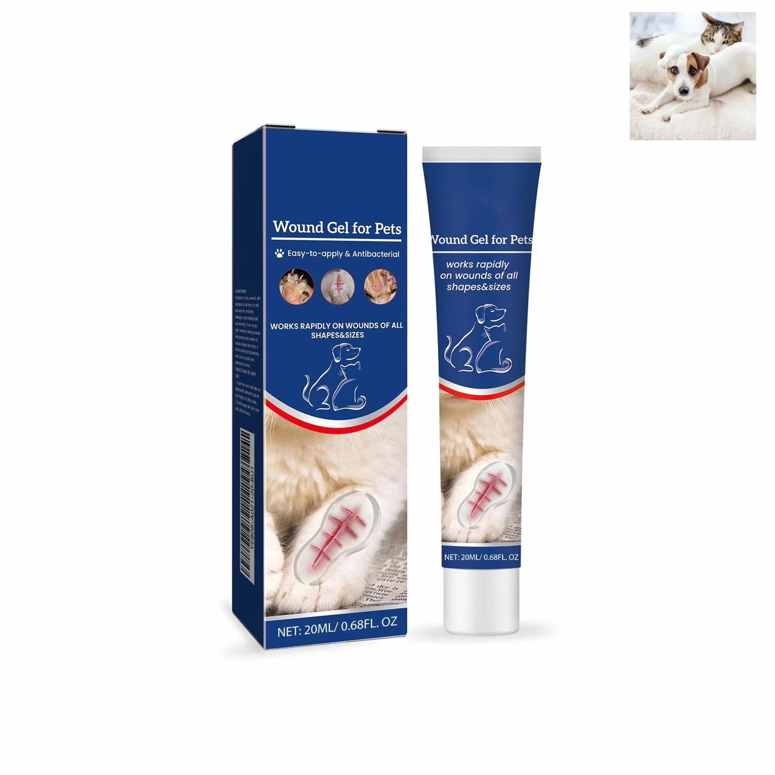 Gel Soin des Plaies pour Animaux, Chiens et Chats, Imperméable
