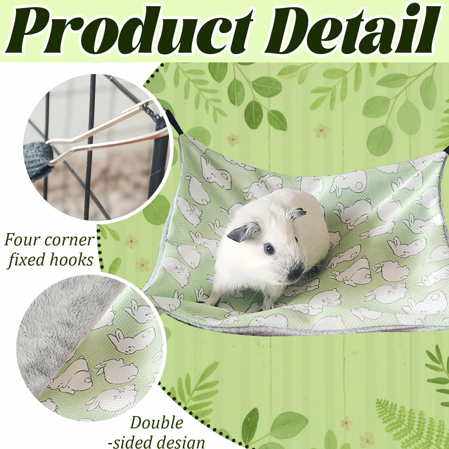 Maison cochon d'inde, Hamac Lit Hamac pour Animaux de Compagnie À Double Couche Chinchilla Furet pour cage de petit animal de compagnie, pour Chinchilla,Hérisson,Cobayes (Glace Soie, lapin vert)
