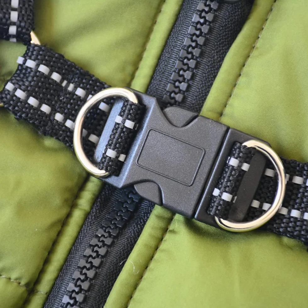 Gilet pour Chien - Manteau imperméable - avec Harnais - pour Hiver Chaud et Doux - 12 Couleurs - Vert M