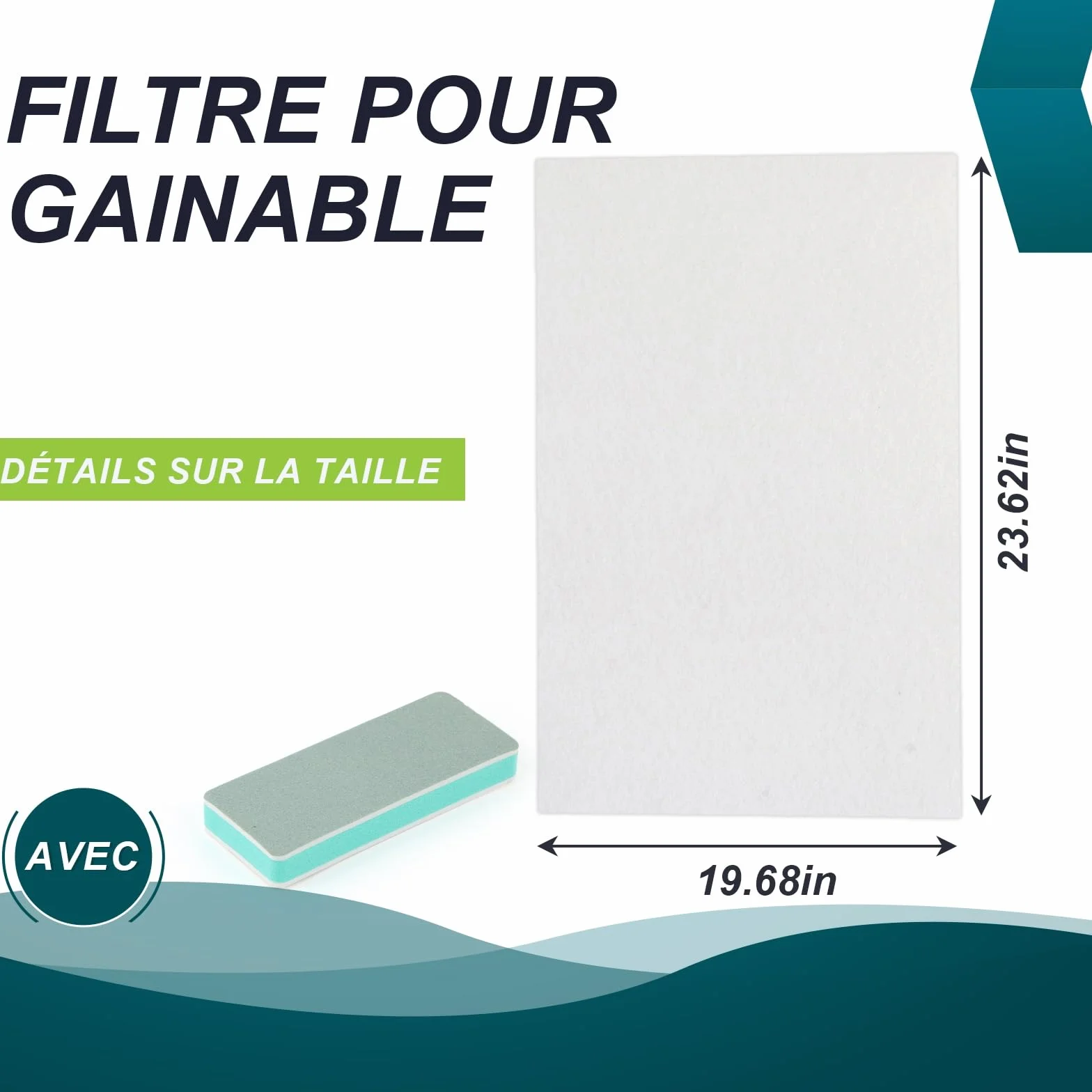 Filtre Grille de Reprise Gainable Lavable 50 x 60cm pour Industriel Poussière