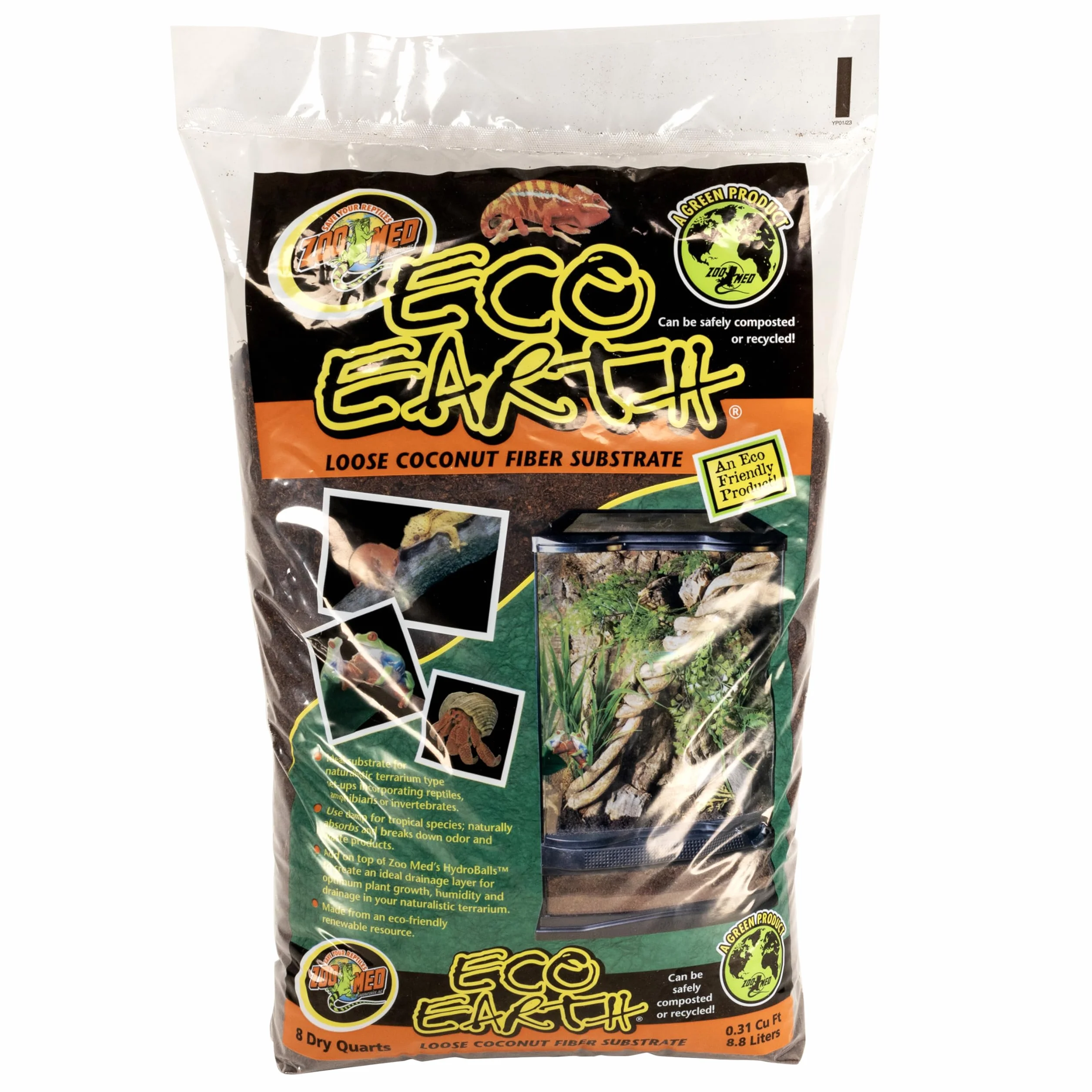 Zoo Med Eco Earth Substrat Reptile Amphibien 8,8 L