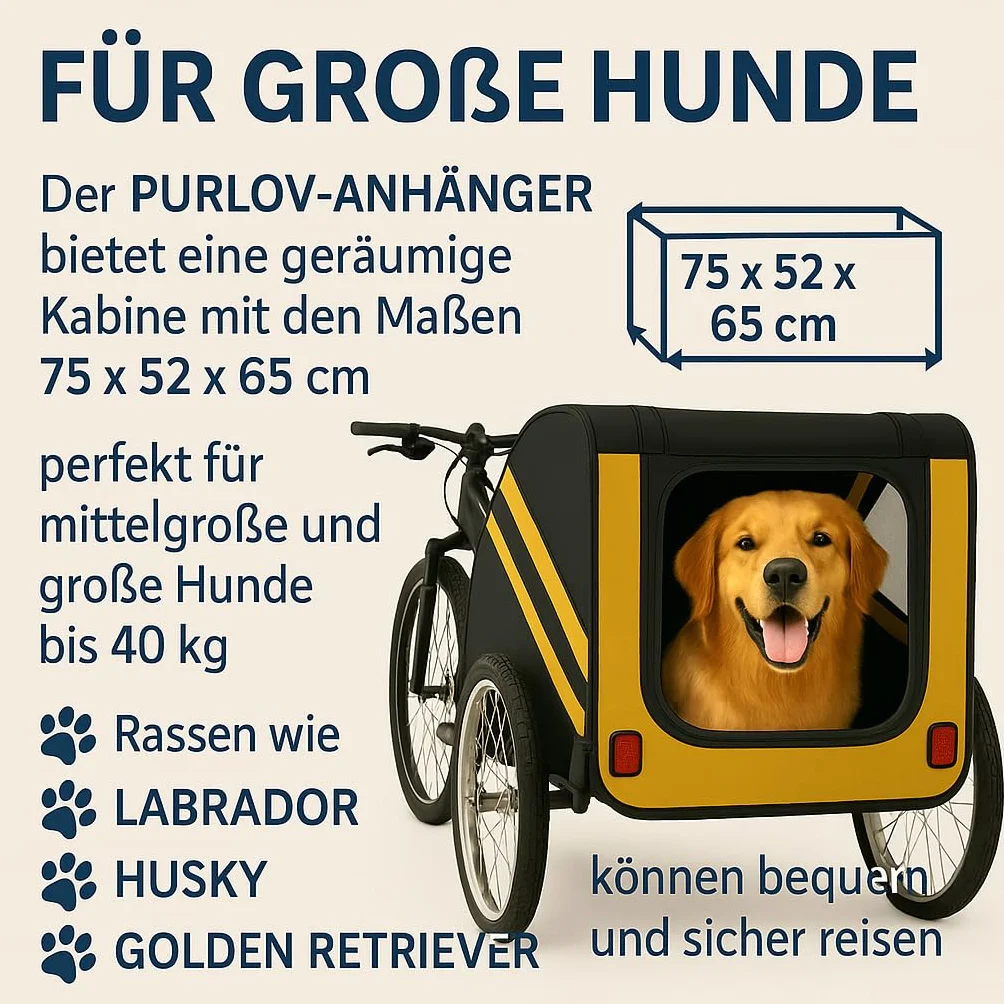 Purlov Remorque vélo chien 40 kg ceinture sécurité moustiquaire housse pluie pneus 20" cadre acier
