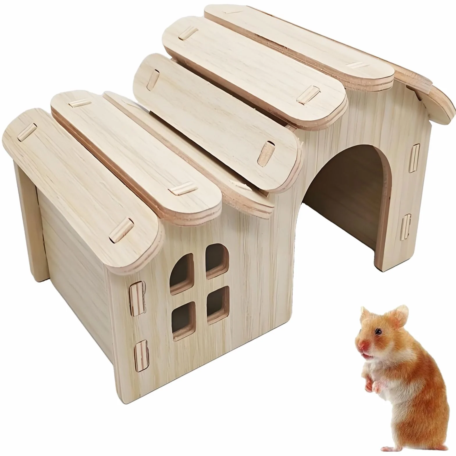 Maison Hamster, Maison pour Hamster en Bois, Maison en Bois pour Petits Animaux, Maison Cochon d'Inde et Hamster, Maison en Bois pour Hamster, Cachette pour Hamsters, pour Dormir et Jouer