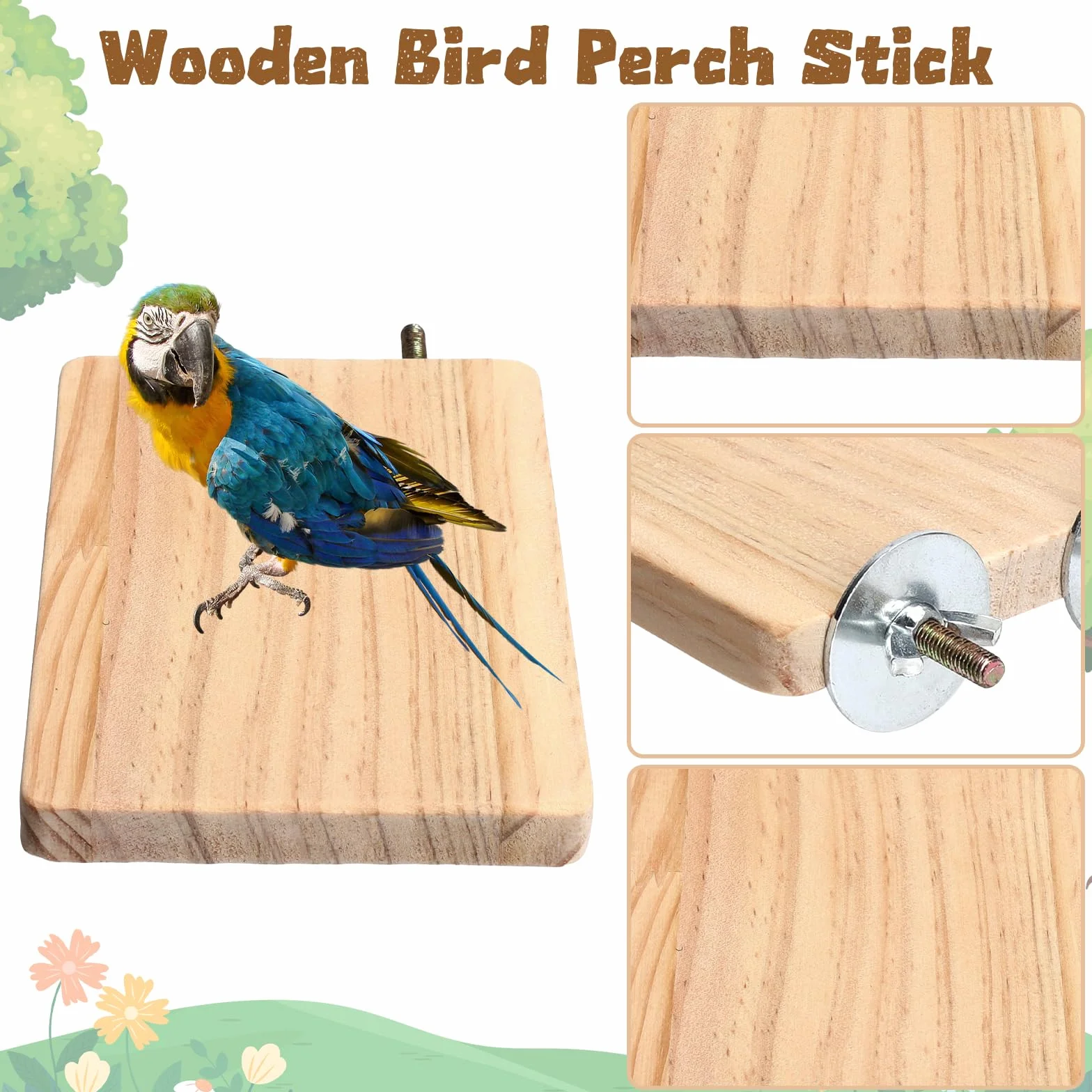 Perchoirs en Bois Naturel pour Oiseaux 13×9 CM Accessoires Cage à Oiseaux