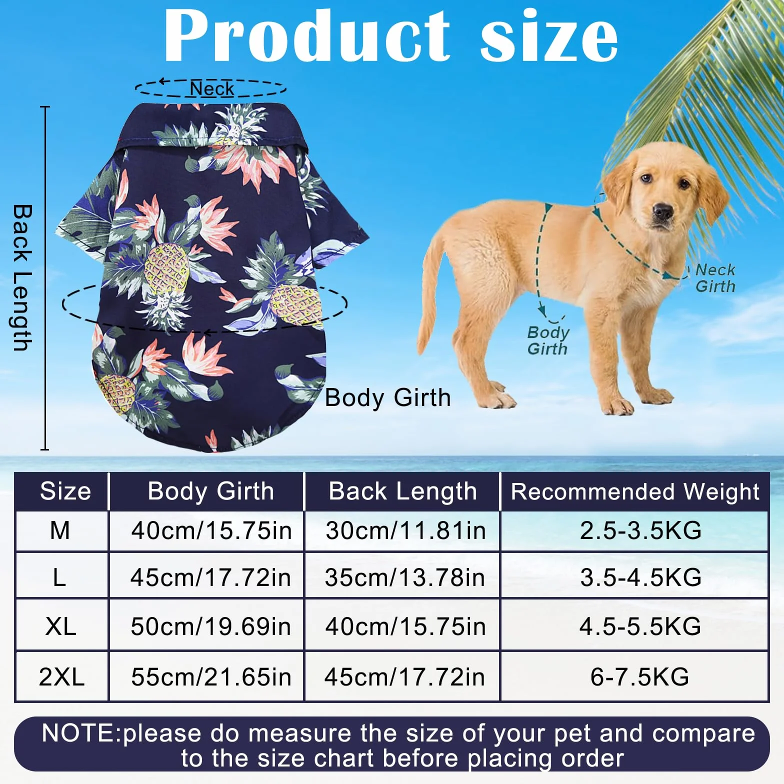 Chemise Hawaïenne pour Chien Azul Marino XL