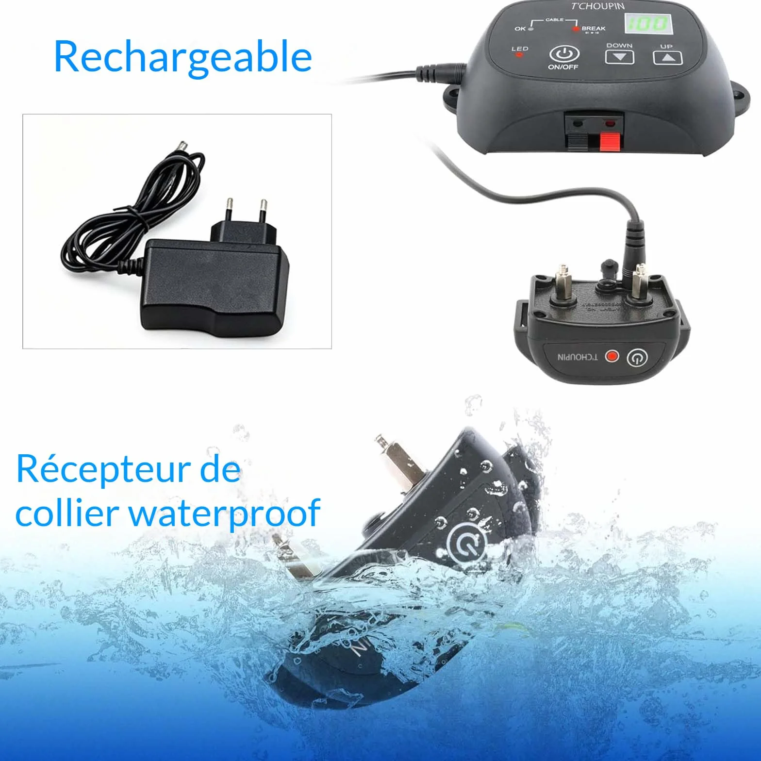 Clôture Électronique pour Chien Kit Complet Câble 300m Récepteur Étanche IP66 Collier Réglable
