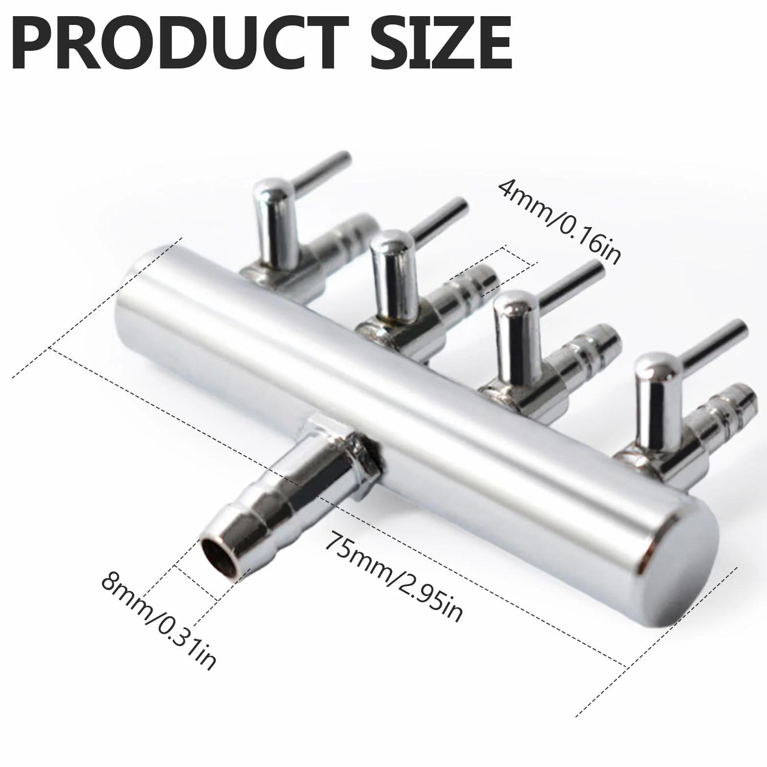 Distributeur d'air aquarium acier inoxydable entrée 8 mm sortie 4 mm régulateur flux clapet anti-retour réglable