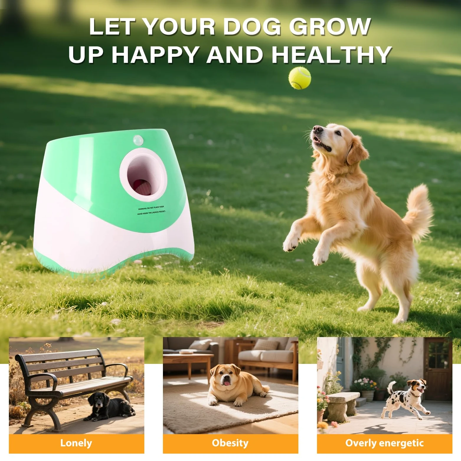 FAHKNS Lanceur Automatique de balles pour Chiens de Petite Taille, Jouet interactif d'intérieur/extérieur pour Chien, Lanceur de balles Rechargeable par USB, 3 à 9,1 m, Comprend 15 Mini balles de