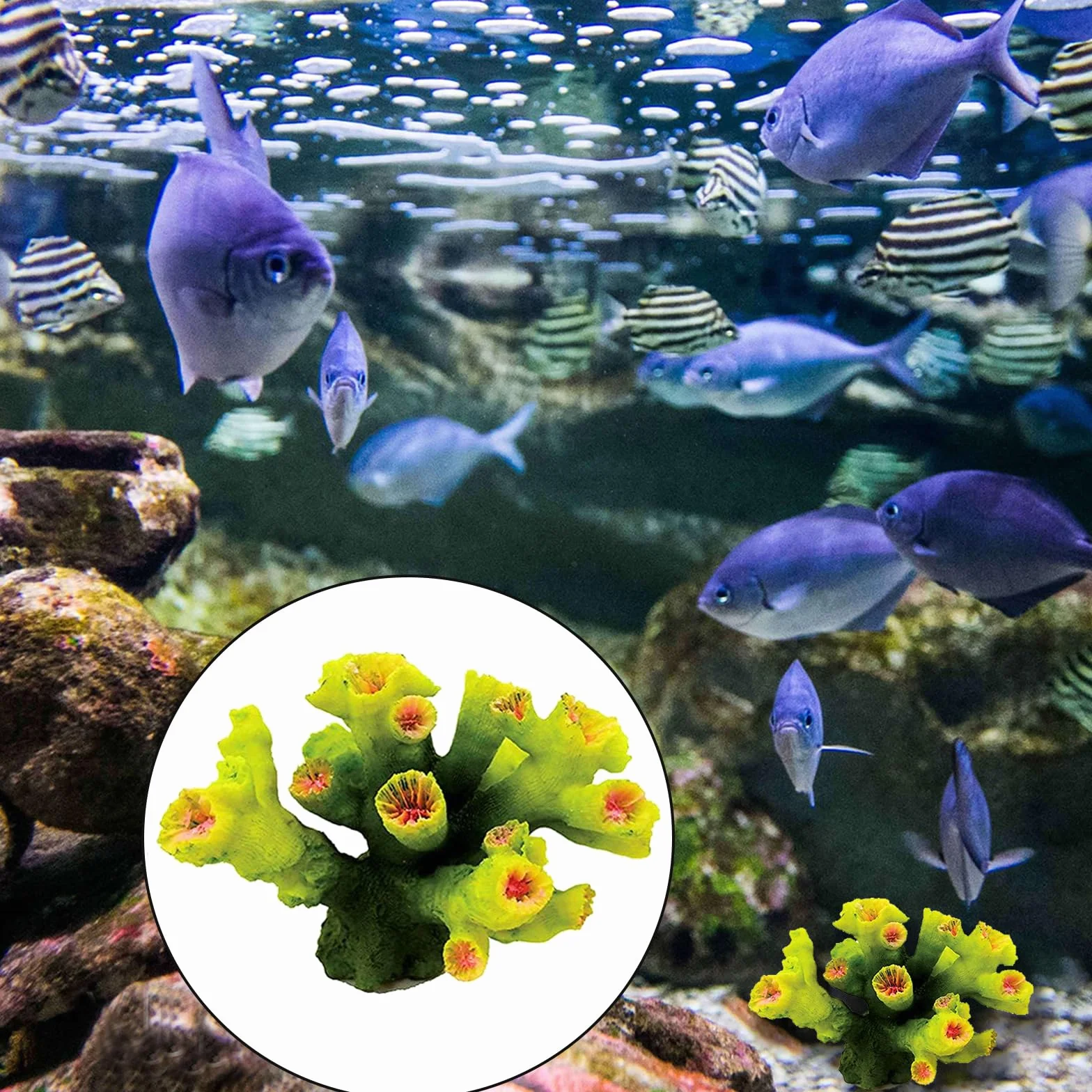 Artificielle Deco Corails Aquarium Plante Vert Décoration pour Aquarium à Poissons