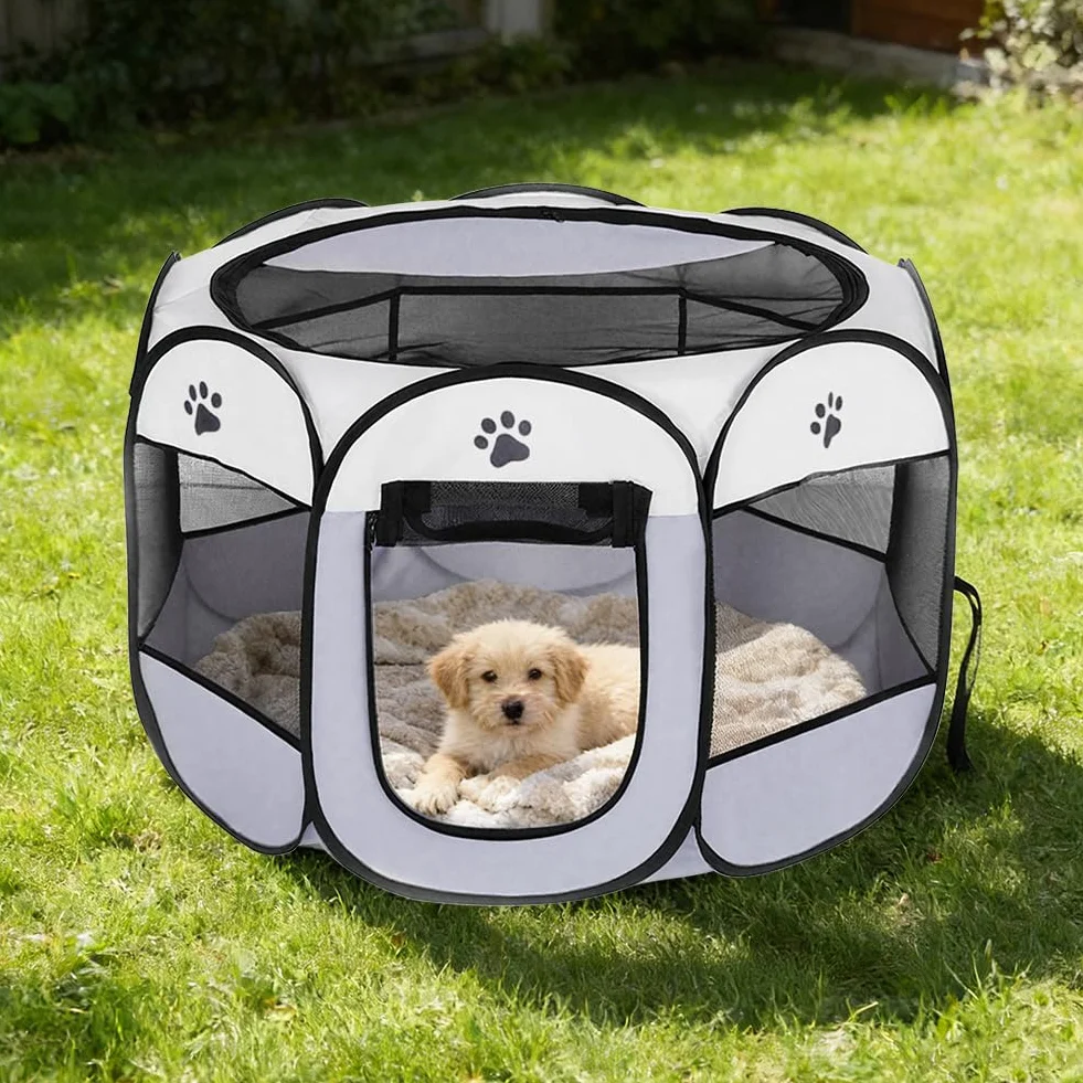 Parc pliable pour animaux 74 x 74 x 43 cm tissu Oxford filet respirant chiots chats chiens