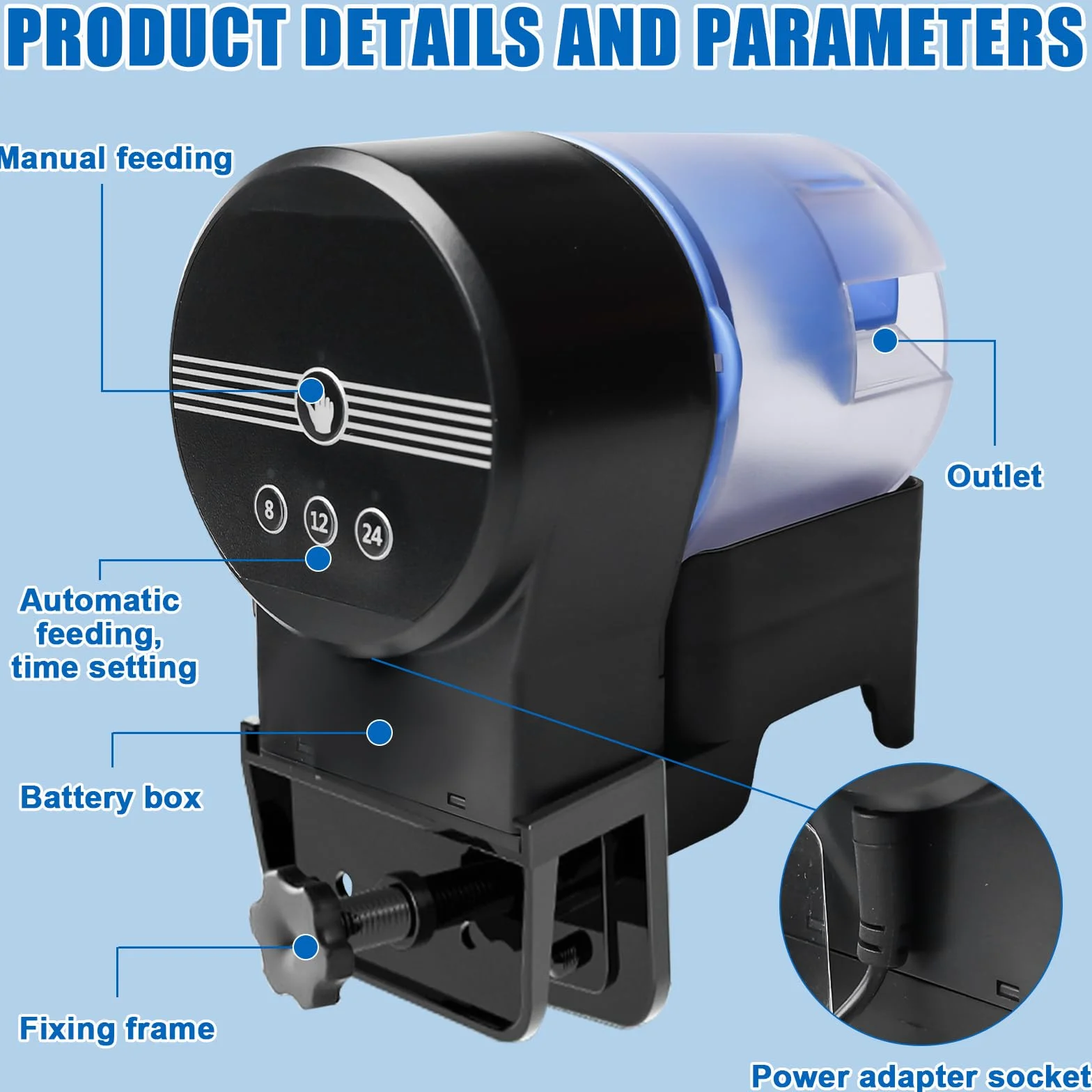 GOMETY Distributeur automatique de nourriture pour poissons, rechargeable USB, résistant à l'humidité