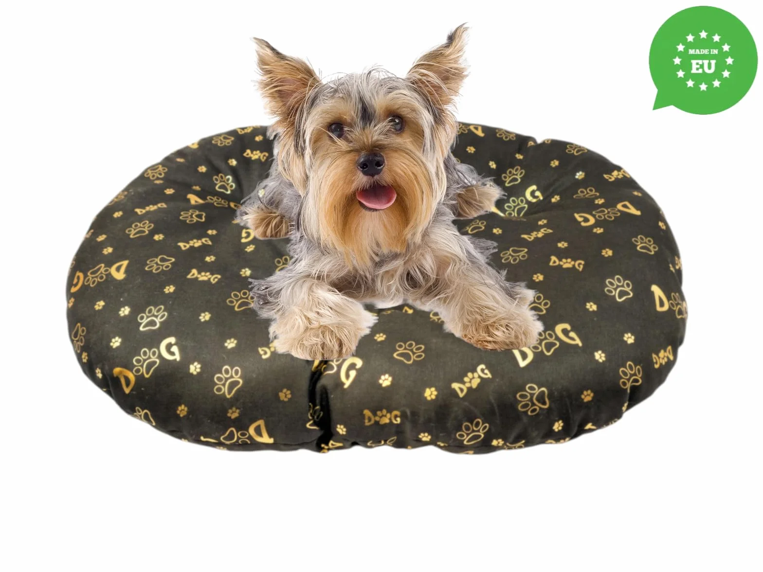 Coussin Ovale pour Chien et Chat 60 x 40 cm Marron Foncé Lit Lavable