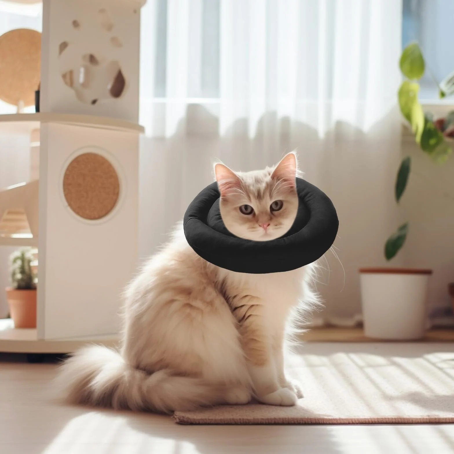 OHCOZZY Collerette pour Chat Réglable Anti-Léchage Chirurgie Noir M