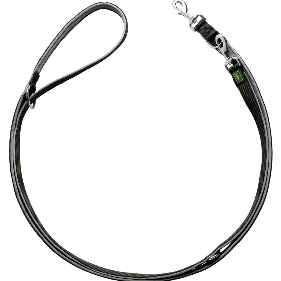 HUNTER Laisse réglable en néoprène pour Chien - 2,5 x 300 cm - Noir/Gris
