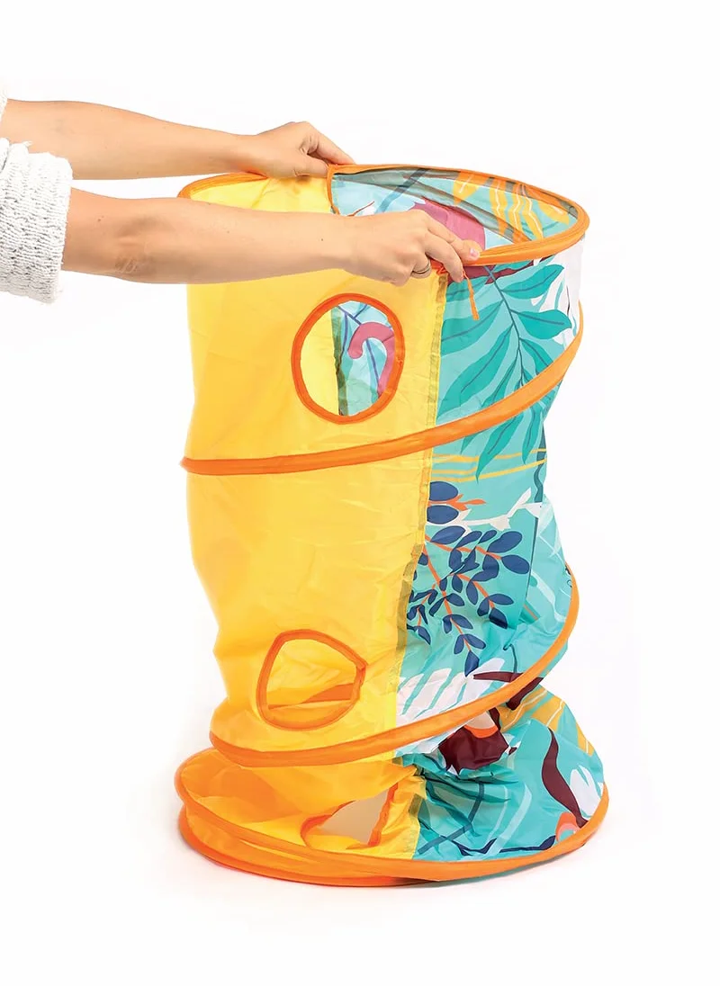 LUDI - Tunnel de Jeu - Dès 2 Ans - Thème Jungle - Léger et Pliable - Utilisation intérieur et Extérieur - Développe la motricité - 42x120cm
