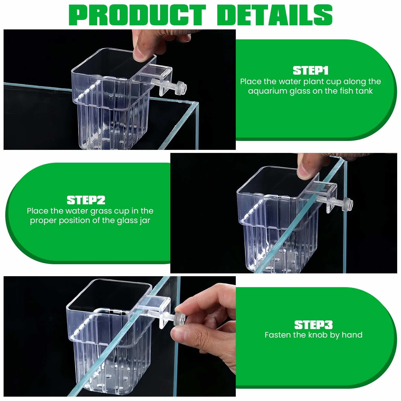 Lot de 6 supports de plantes d'aquarium transparents avec trous, paniers suspendus pour aquarium