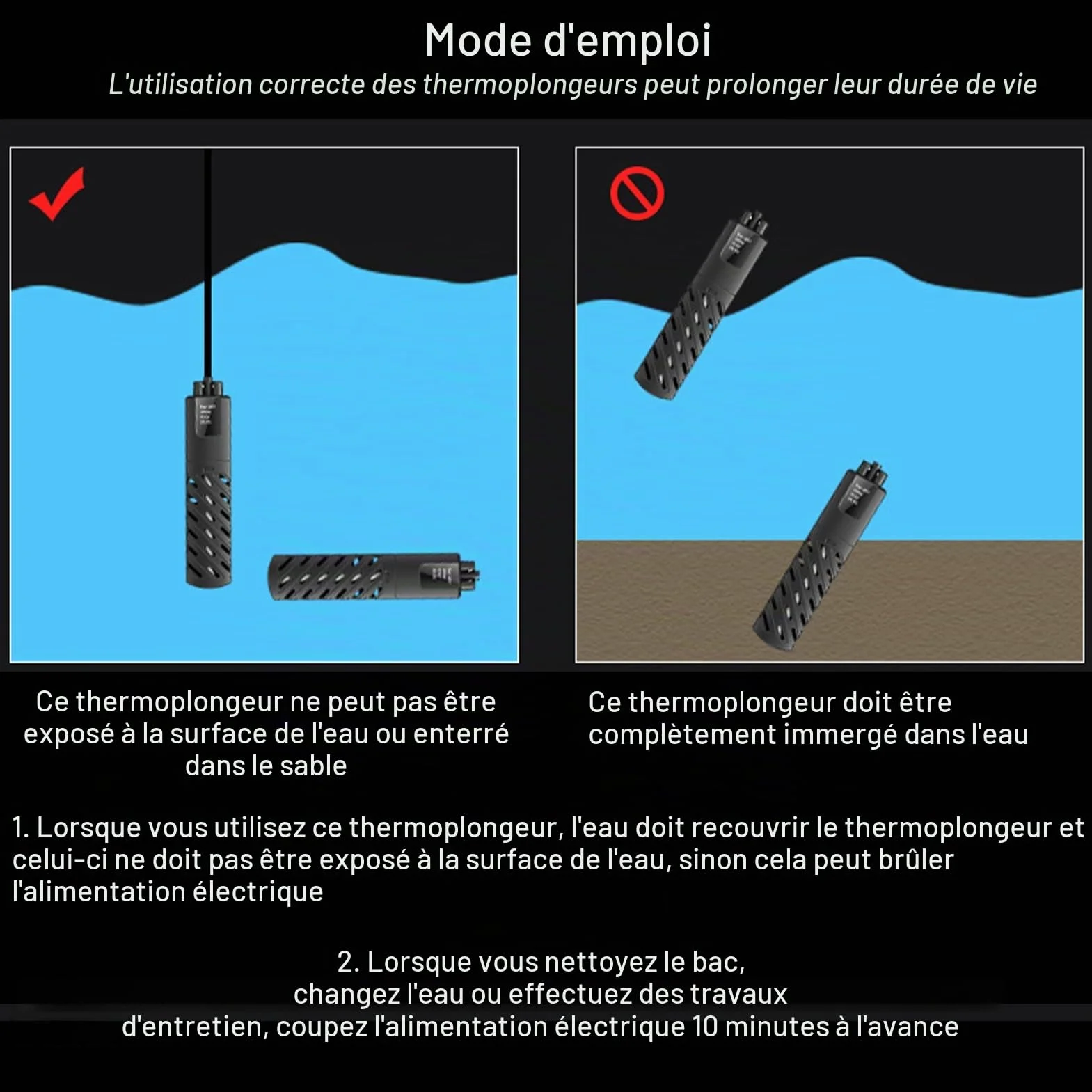 GERUI Mini Chauffage d'aquarium 15L, 100-240 V, 50/60 Hz, Plage de contrôle de la température : 20 °C à 34 °C, utilisé pour Aquarium et Aquarium PTC Isolation Thermique constante Automatique Fine