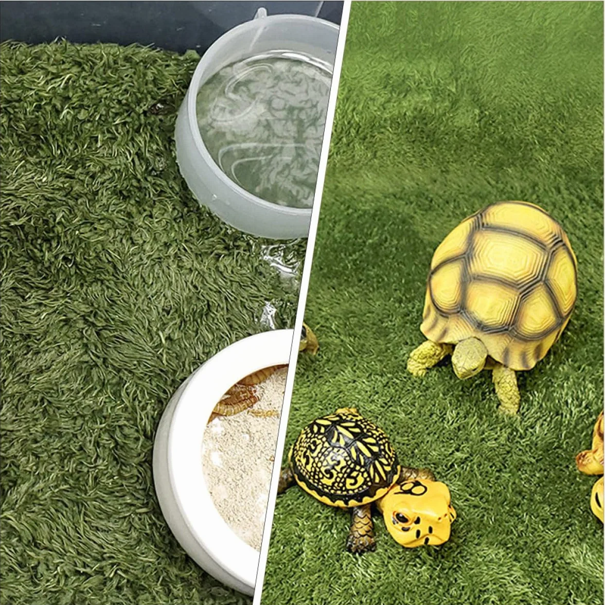 Tapis Gazon Artificiel Décoratif en Coton Respirant et et Super Confortable pour Reptiles et Tortues pour Terrarium Habitat Humide