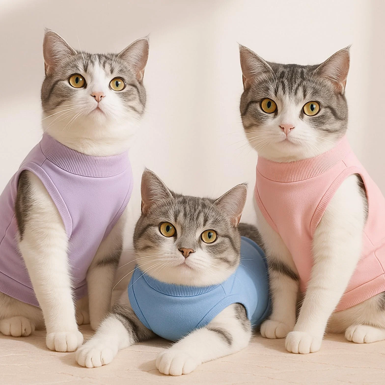 Gilet de Récupération pour Chat 2-4kg, Body Post-Opératoire Femelle, Bleu