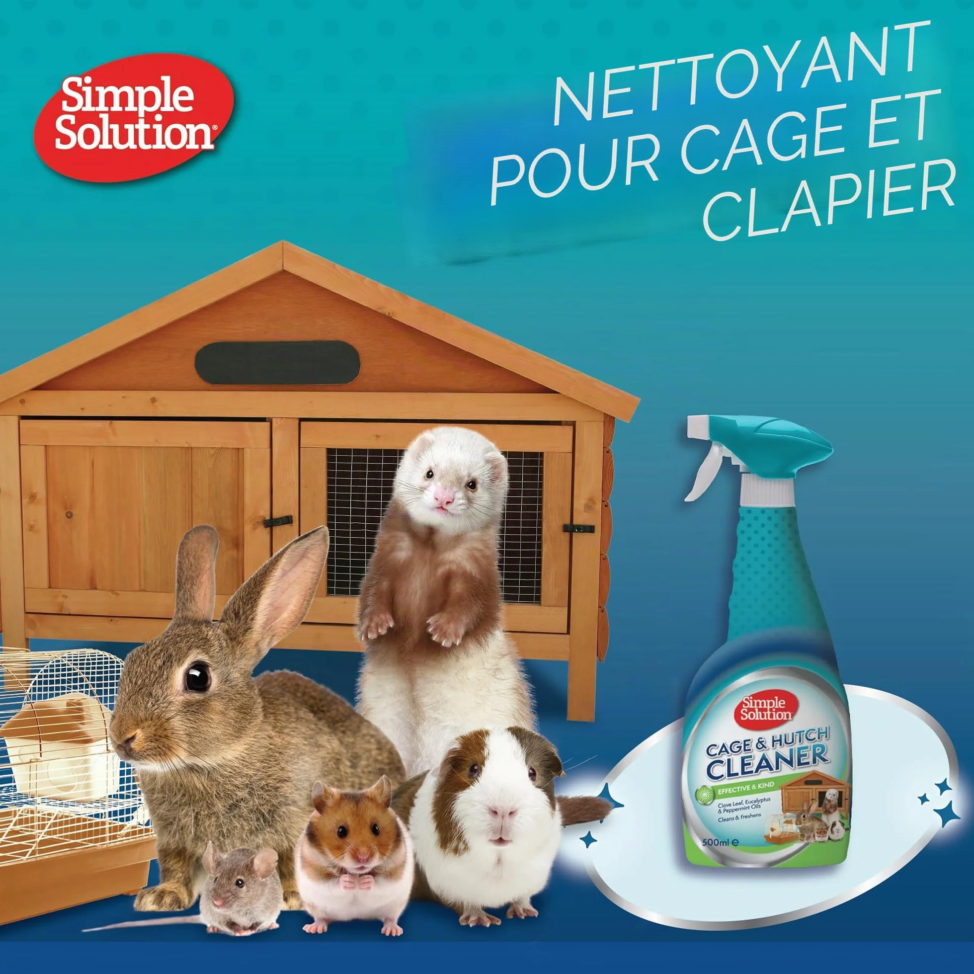 Simple Solution Nettoyant antibactérien naturel pour cage et clapier 500 ml