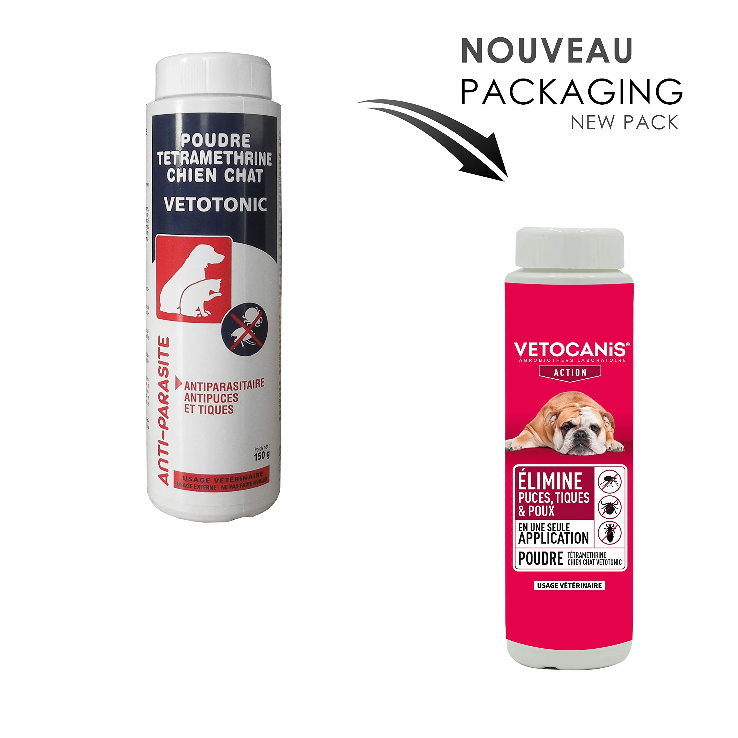 VETOCANIS Poudre Antiparasitaire 150g pour Chien et Chat - Anti-Puces et Tiques