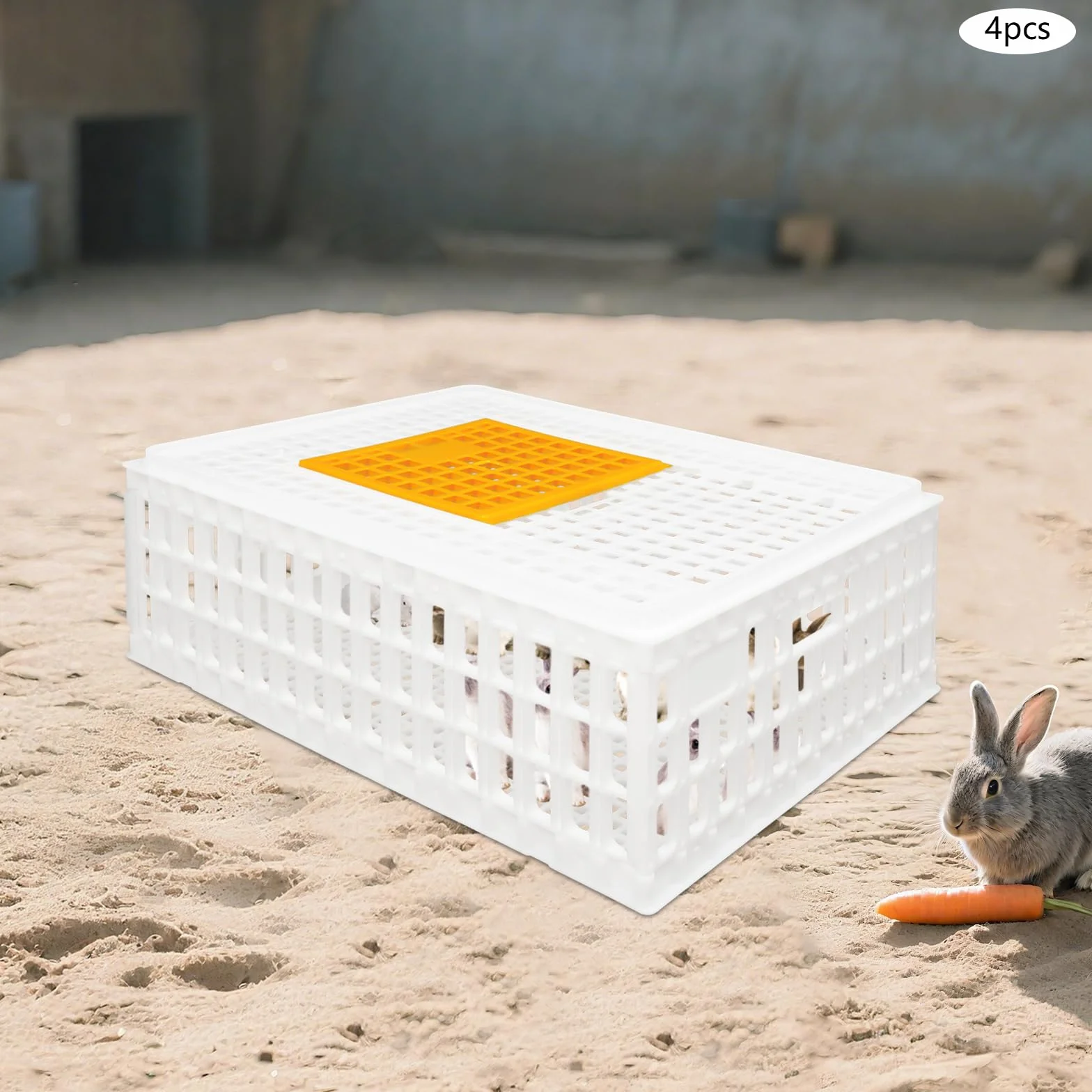 Lot de 4 caisses de transport pour volaille 77 x 55,5 x 27 cm - Capacité de charge 200 kg - Extra robuste